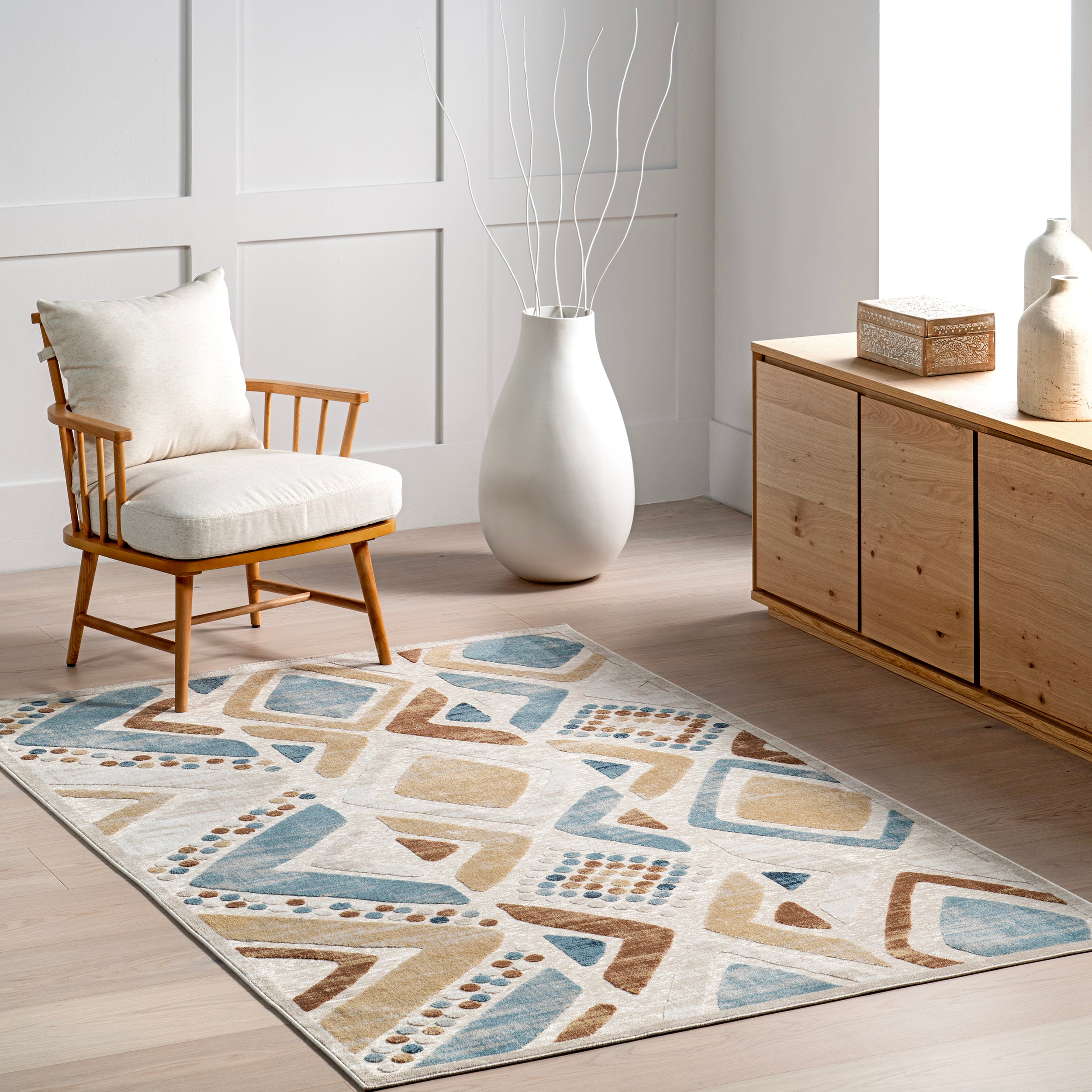 Henley Geometric Machine Washable Area Rug - Image 2