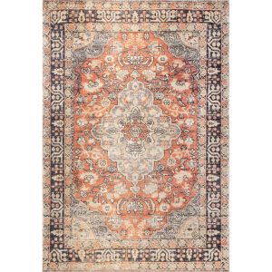 Esmeralda Printed Floral Medallion Flatweave Area Rug