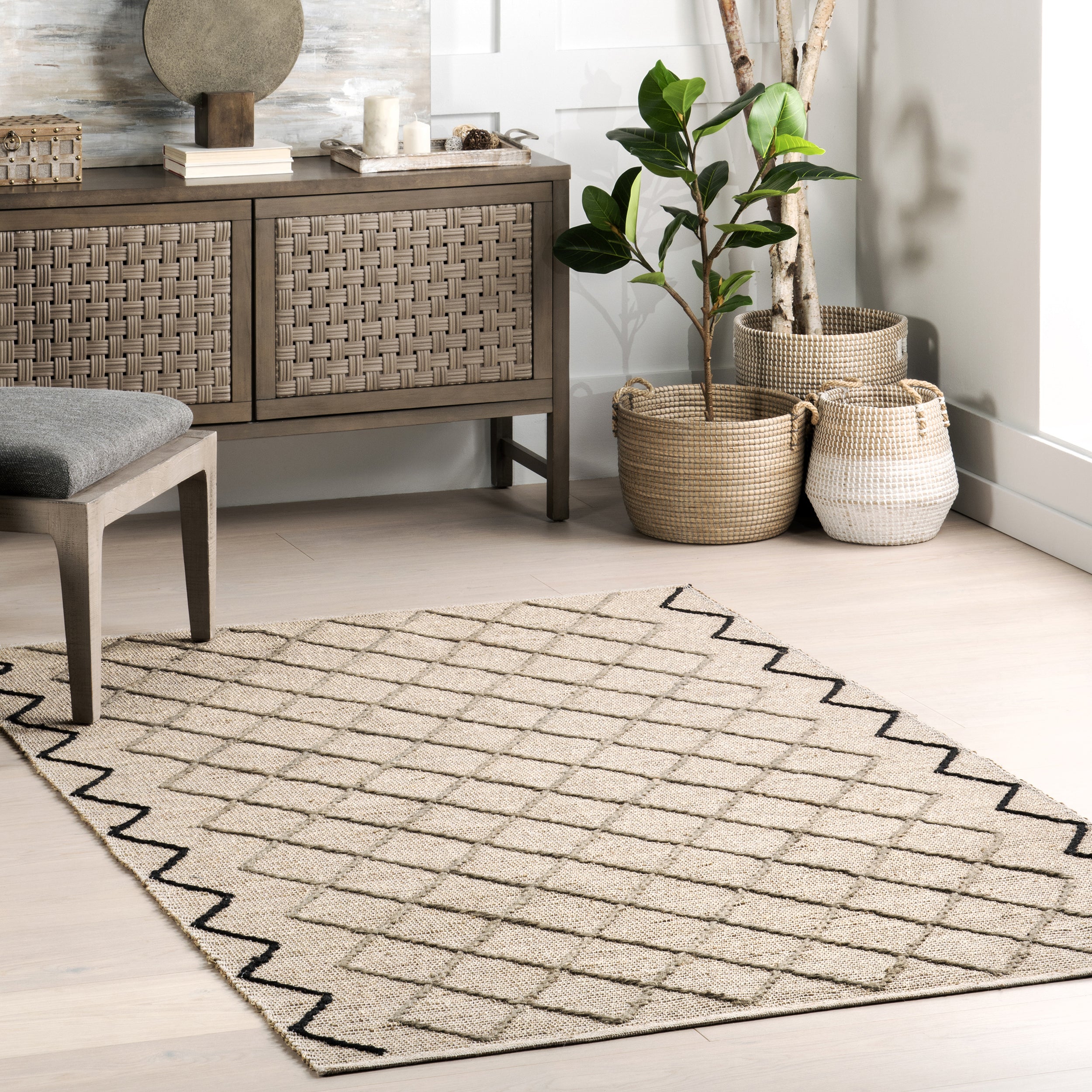 Asa Trellis Seagrass and Jute Blend Area Rug - Image 2