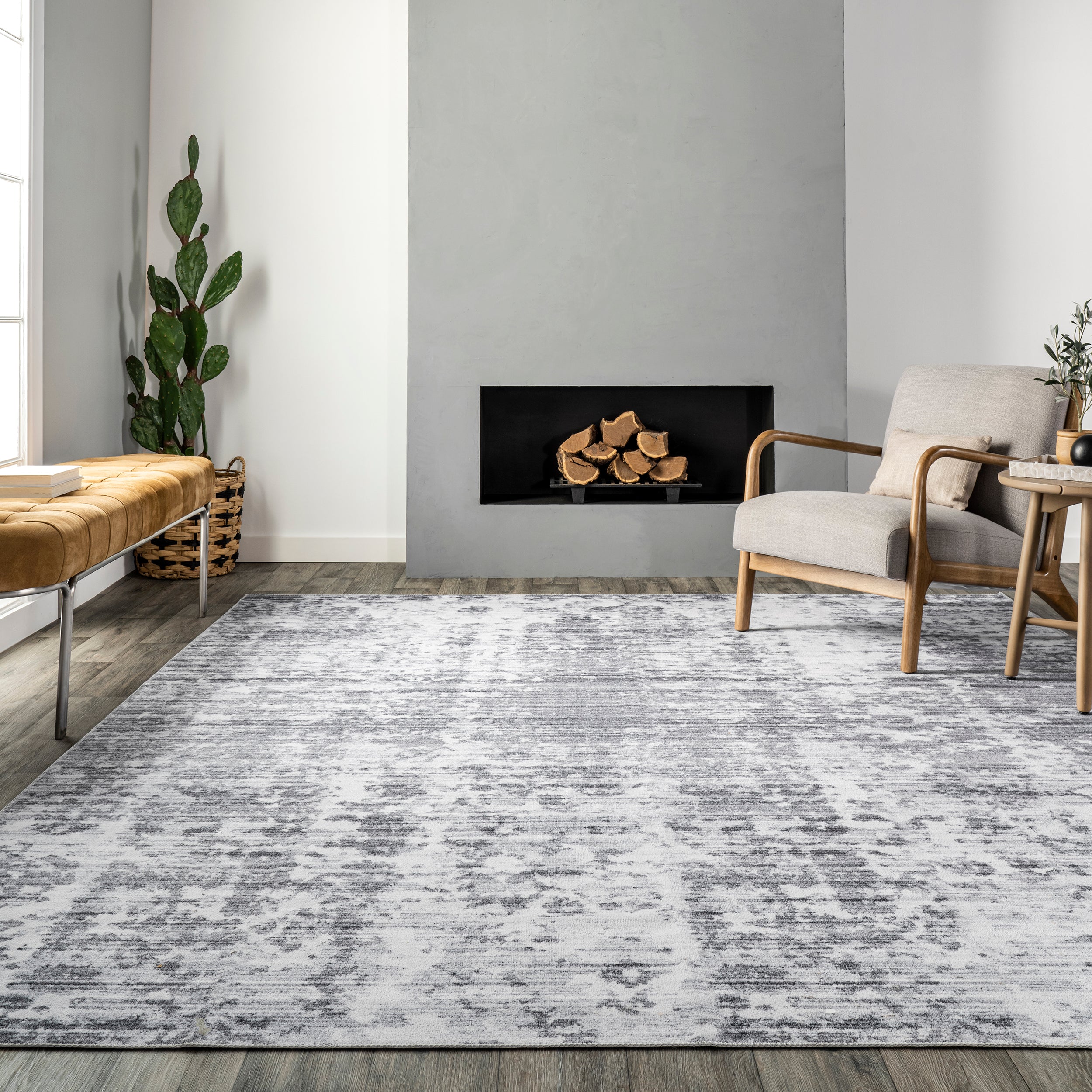 Alva Faded Abstract Machine Washable Area Rug - Image 8