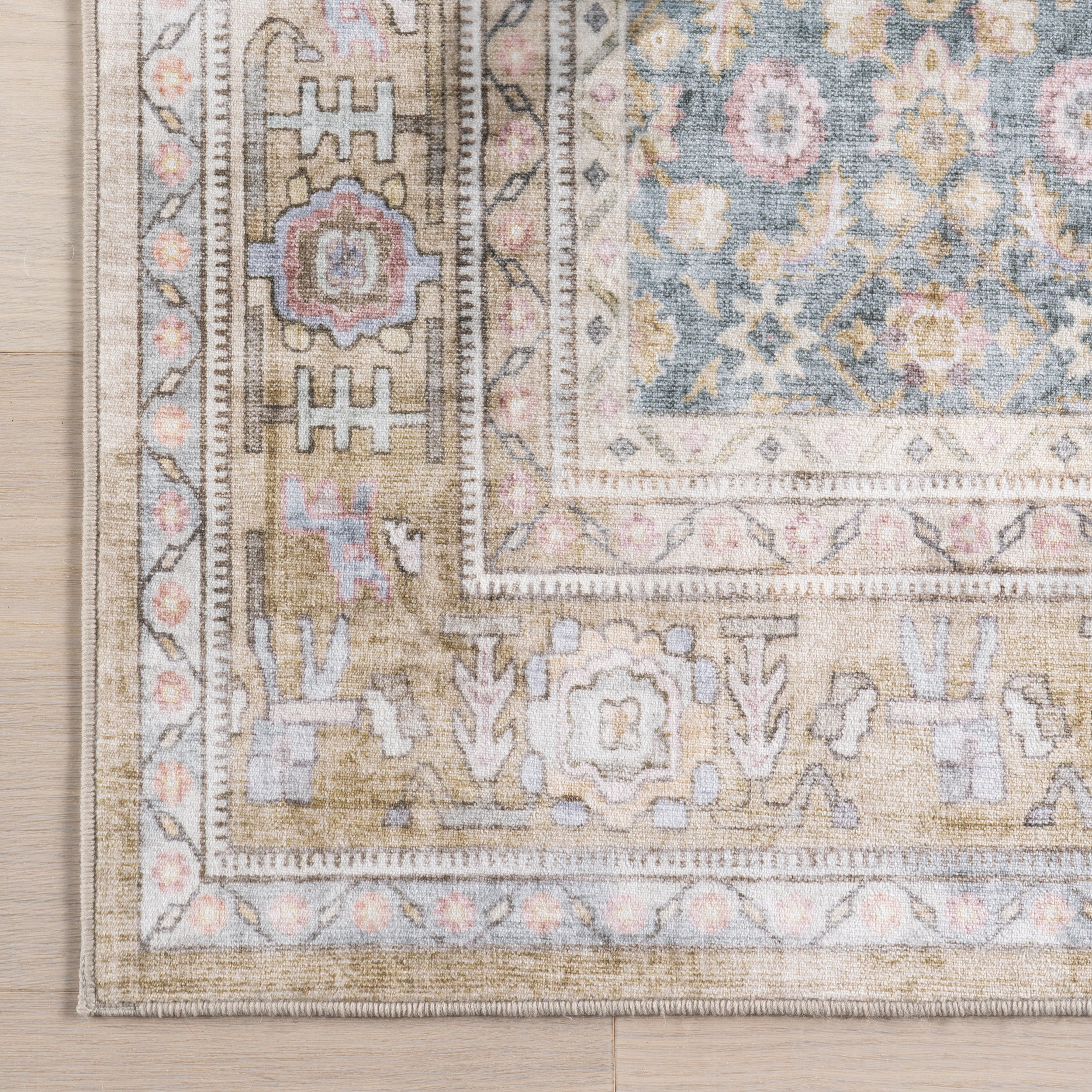 Caius Faded Medallion Machine Washable Area Rug - Image 6
