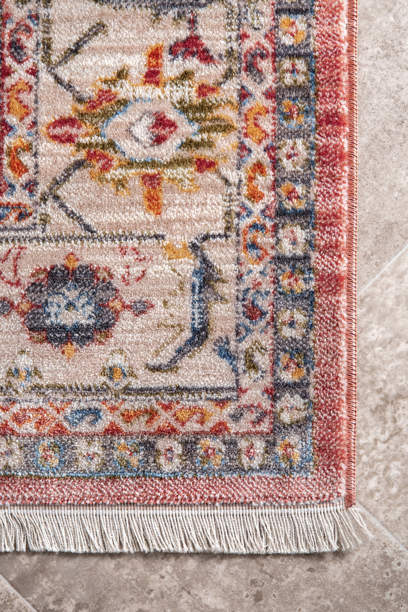 Vintage Floral Audria Fringe Kilim Area Rug - Image 3