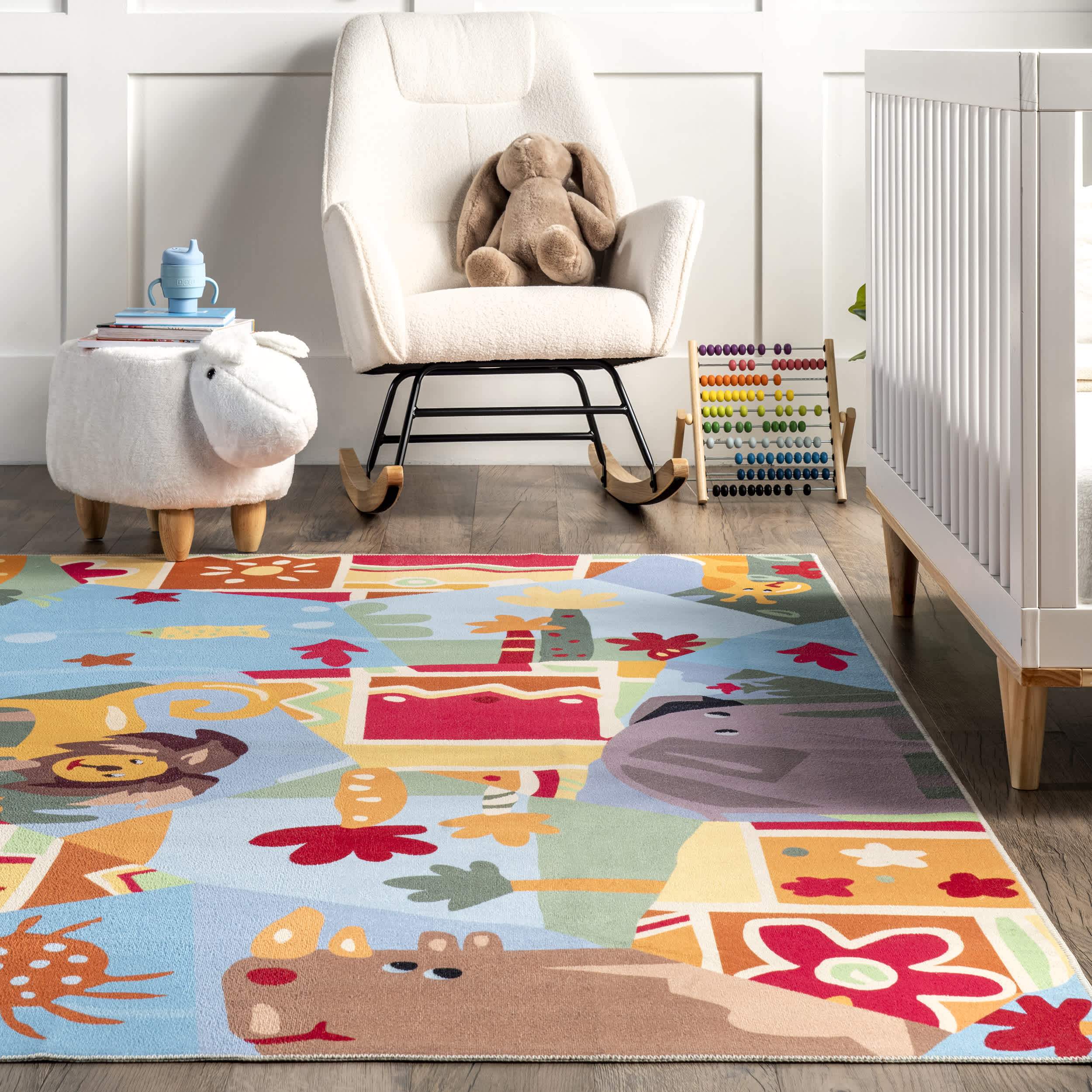 Catherine Zoo Animals Kids Washable Area Rug - Image 8
