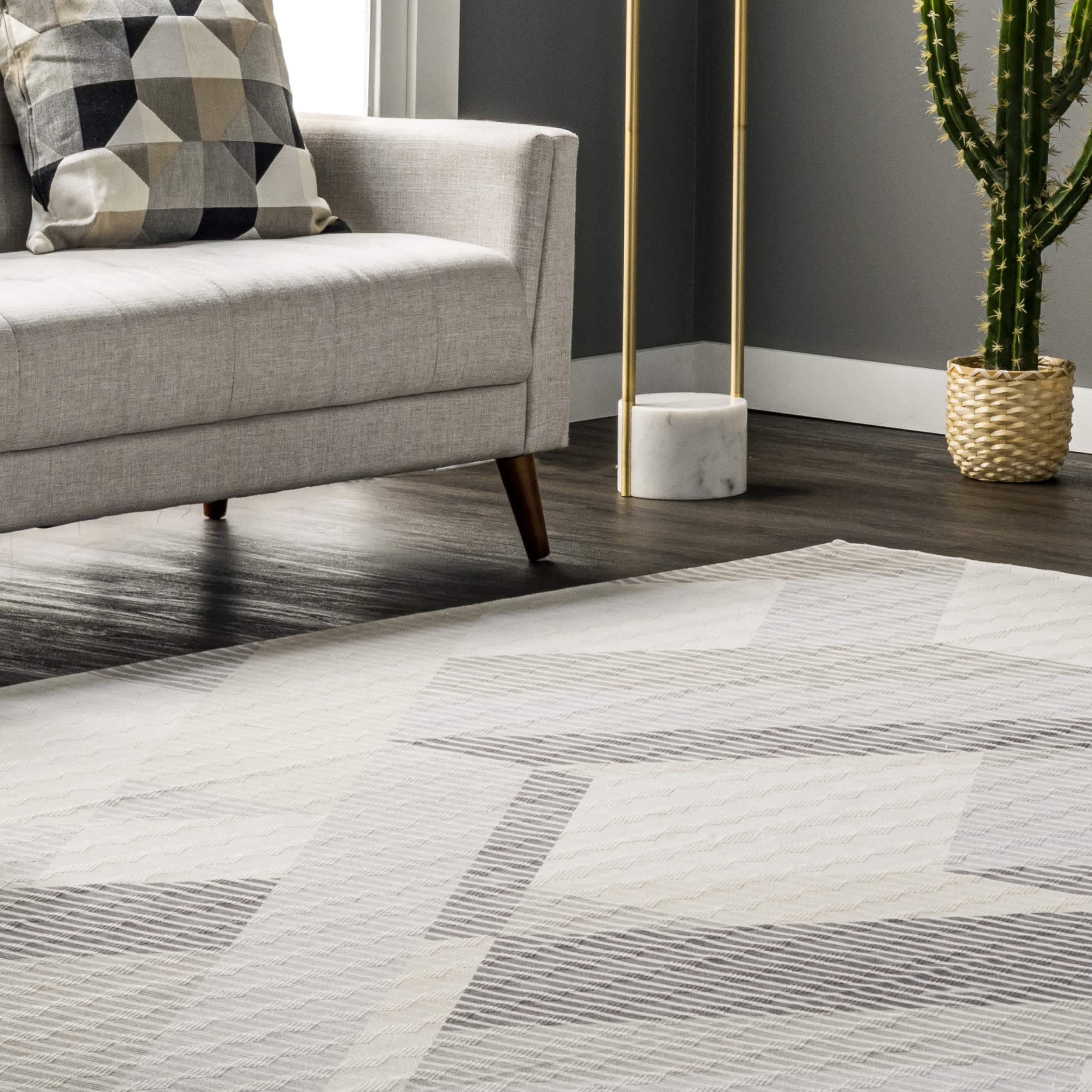 Pinstriped Abstract Washable Area Rug - Image 9