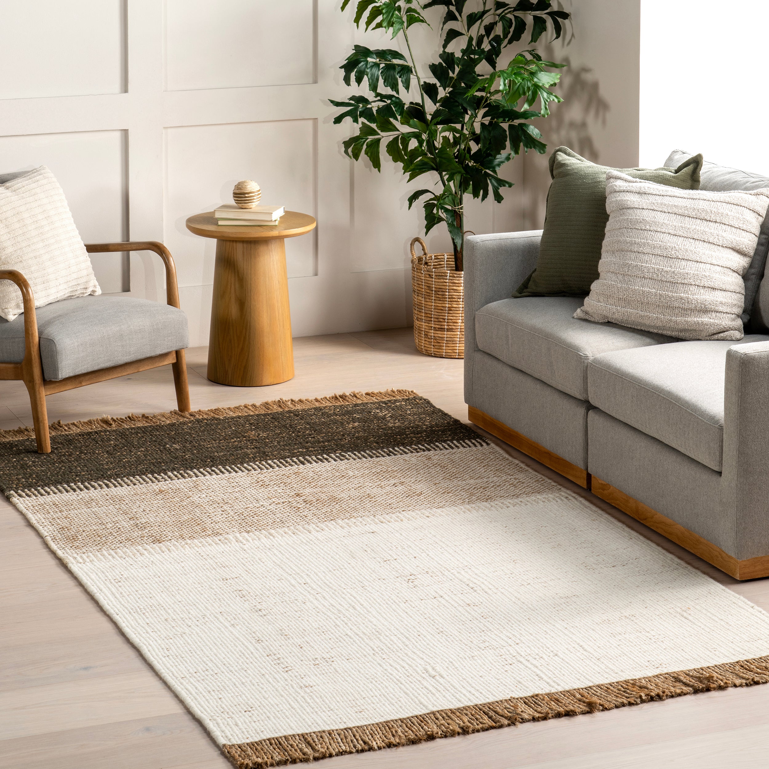 Nanala Bold Striped Jute Tasseled Area Rug - Image 11