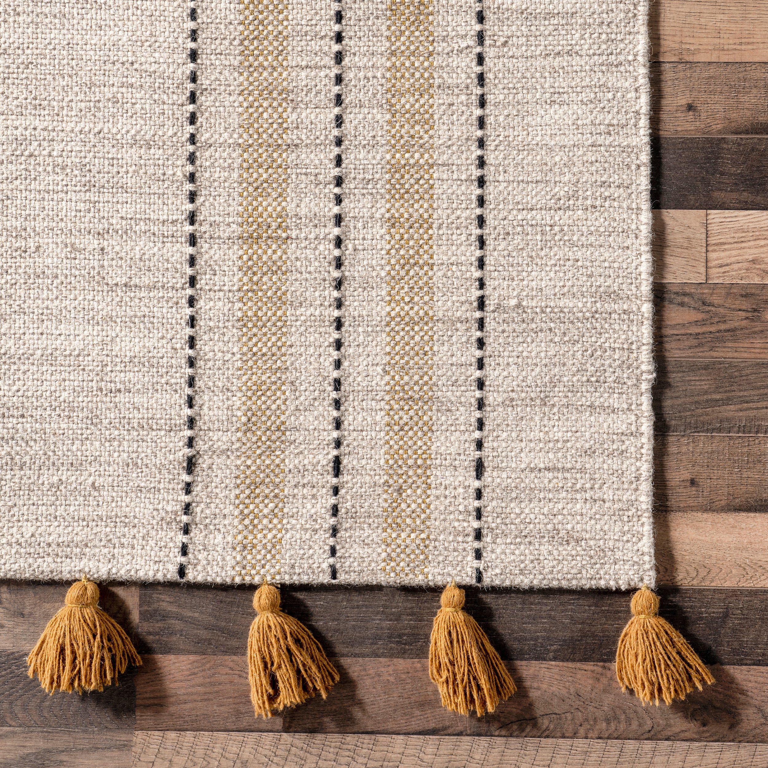 Karlene Modern Striped Wool Tasseled Area Rug - Image 5