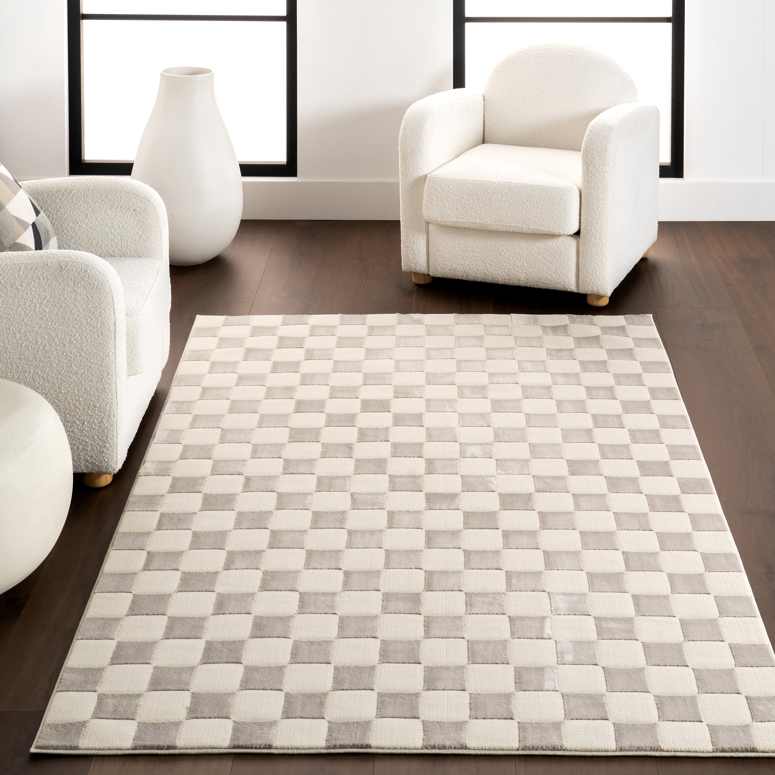 Alaiya Checkered Machine Washable Area Rug - Image 19