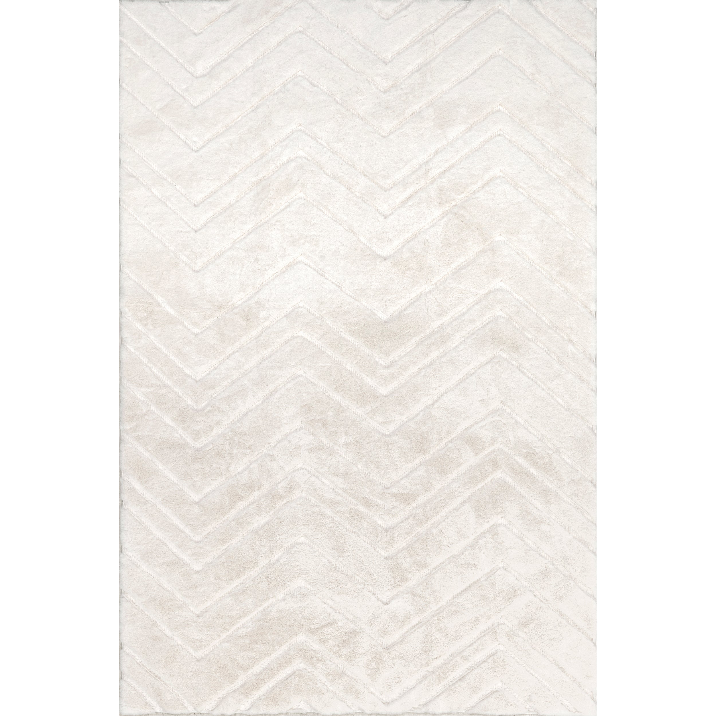 Chevron Faux Rabbit Machine Washable Area Rug