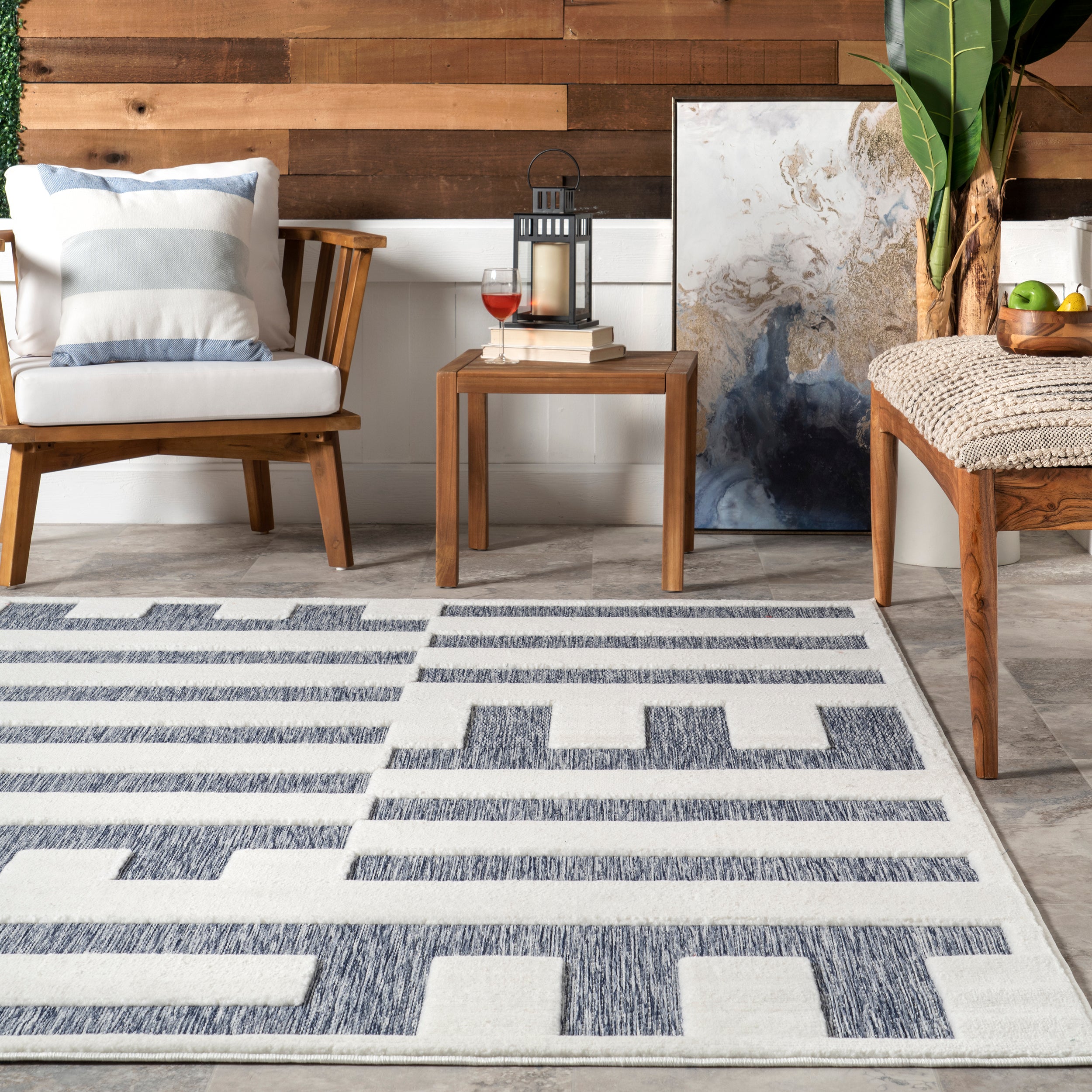 Neri Modern Bars Indoor/Outdoor Area Rug - Image 8