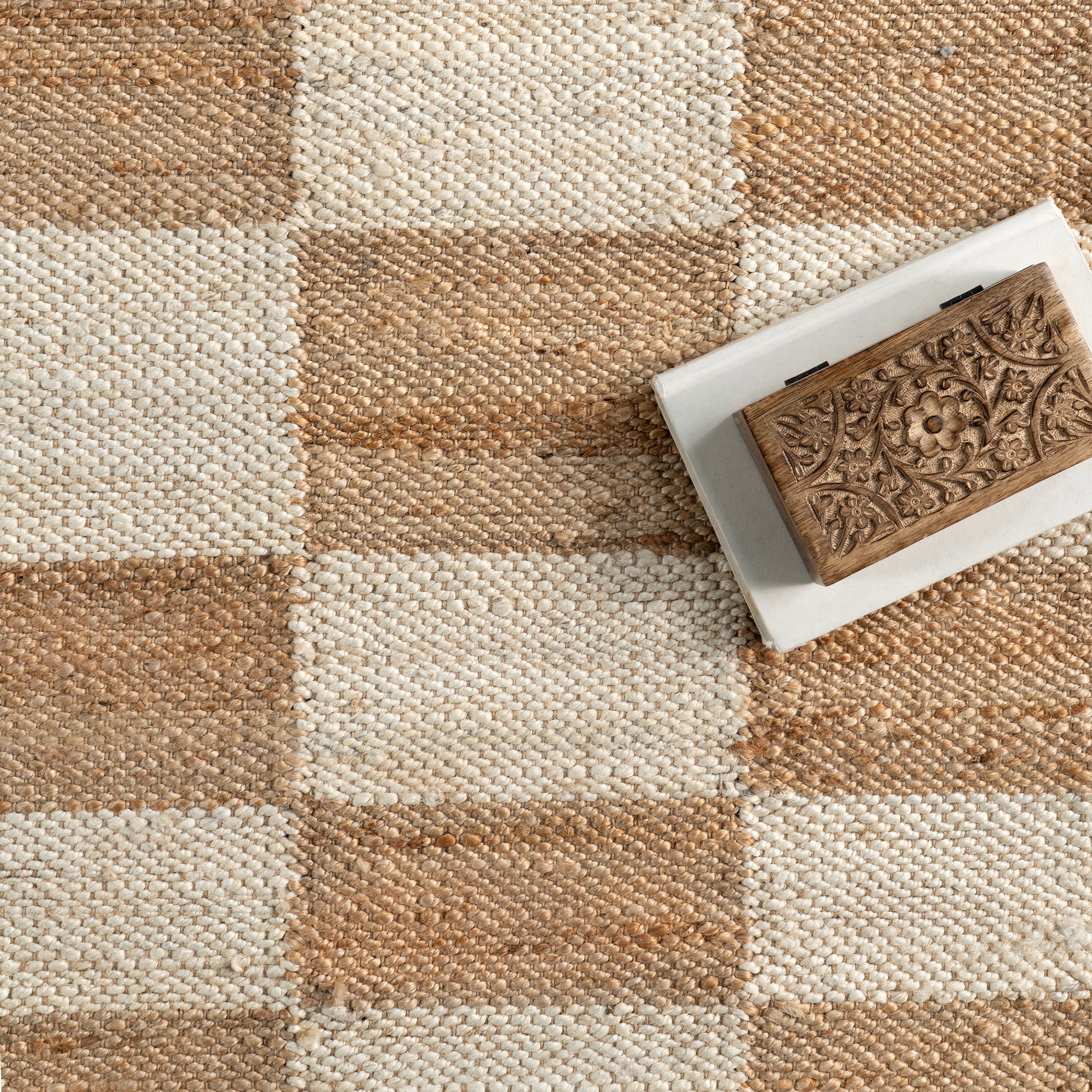 Izara Checkered Jute Area Rug - Image 6