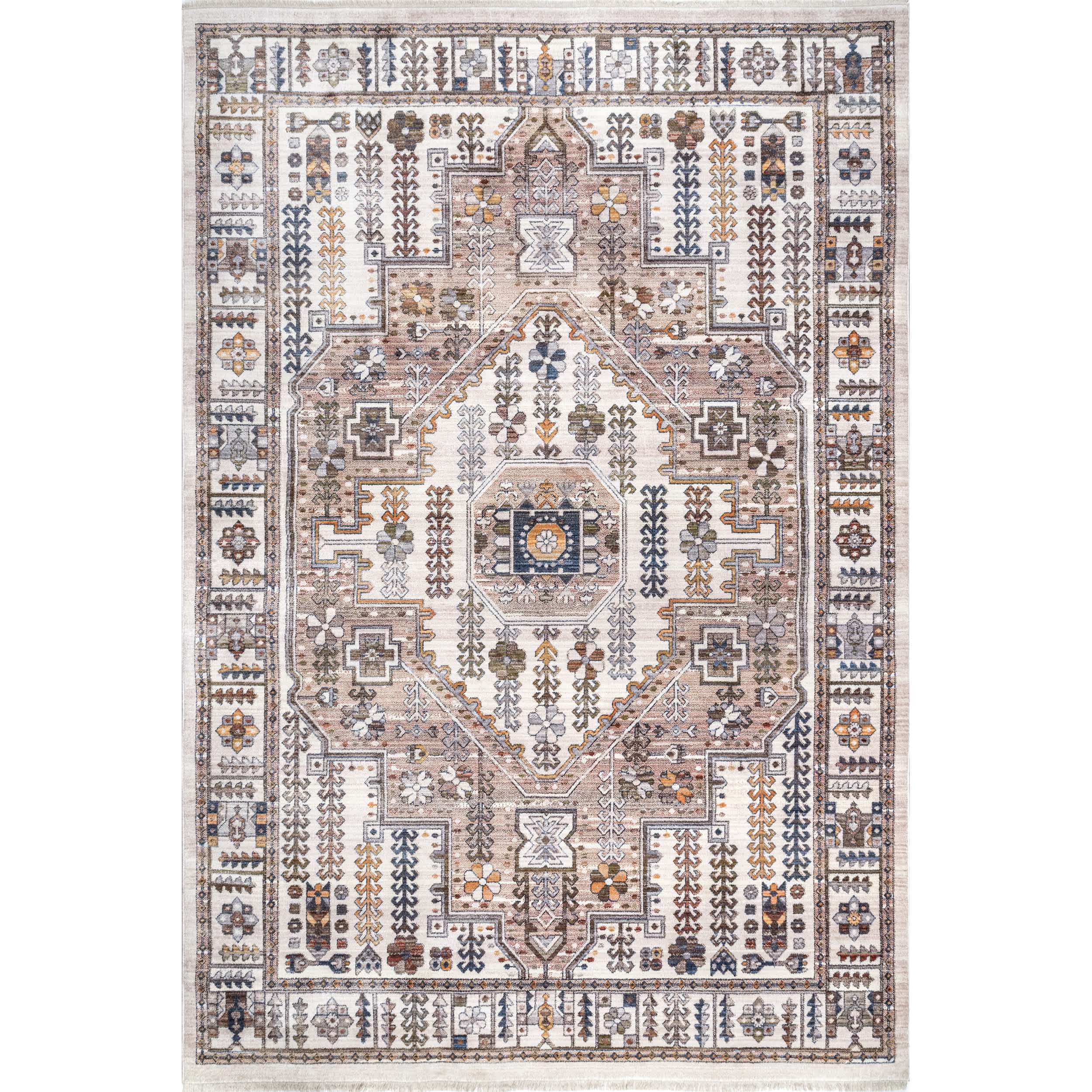 Jocelyn Global Inspired Medallion Fringe Area Rug