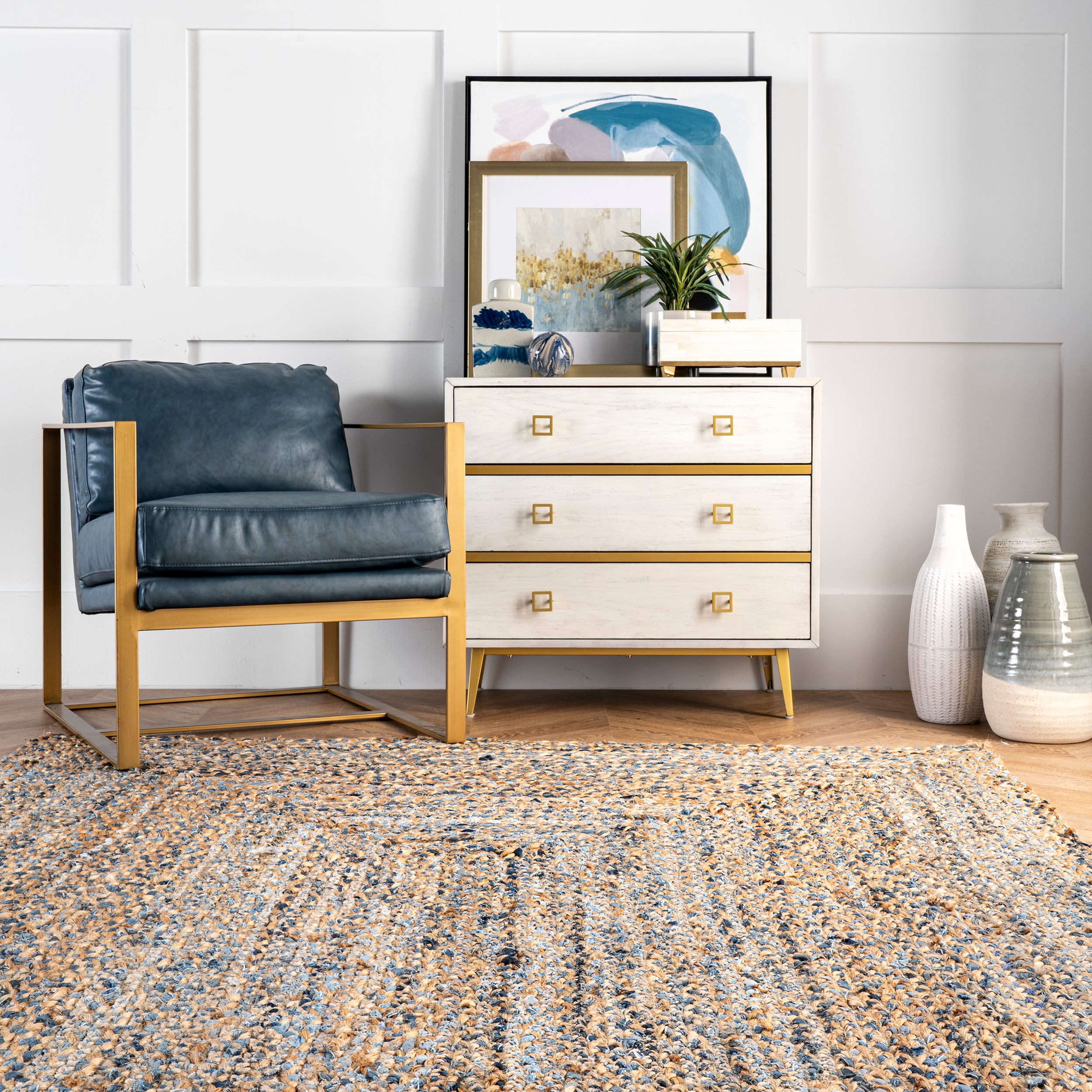 Eliz Braided Denim and Jute Area Rug - Image 8