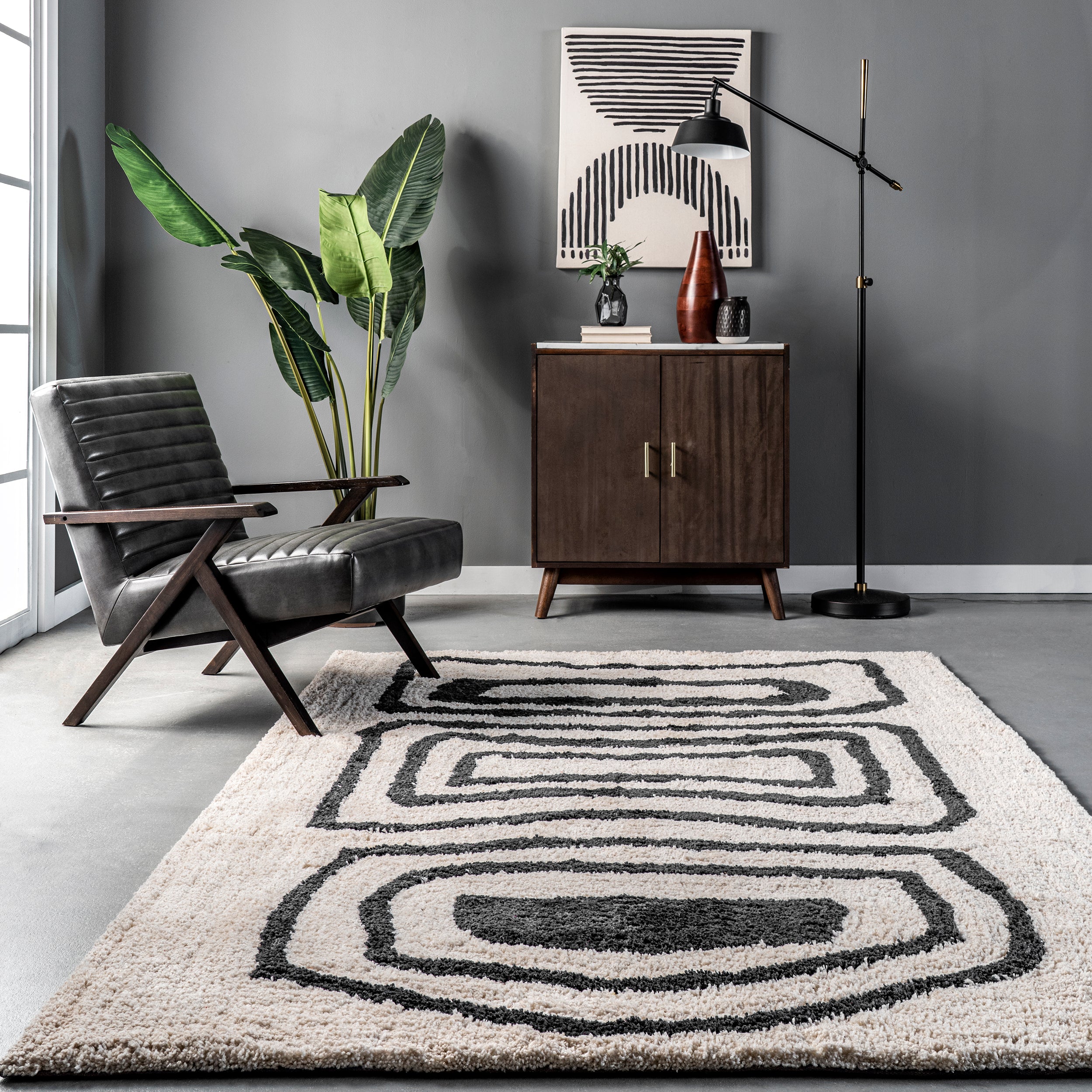 Mica Abstract Circles Shag Area Rug - Image 8