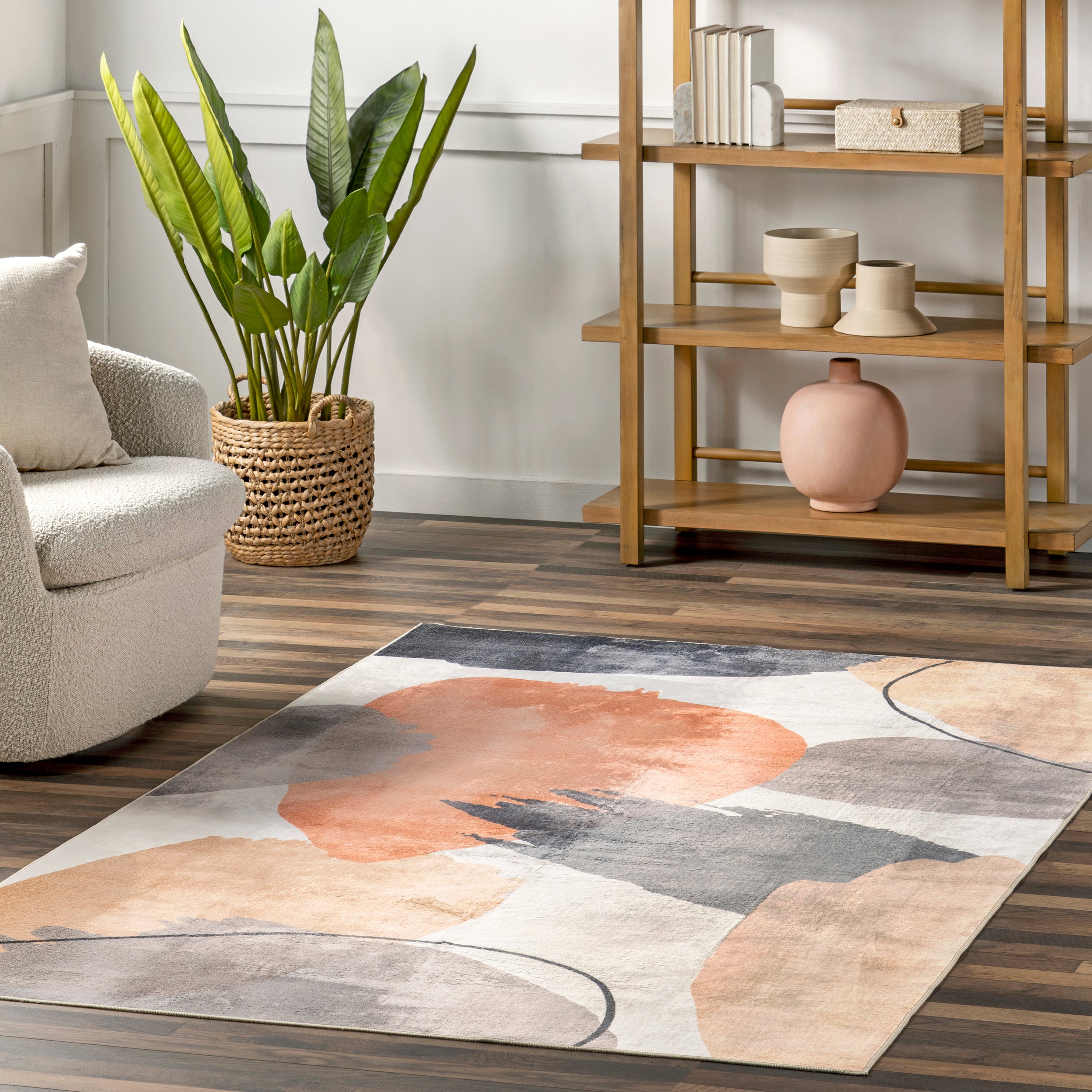 Sheree Abstract Watercolor Machine Washable Area Rug - Image 2