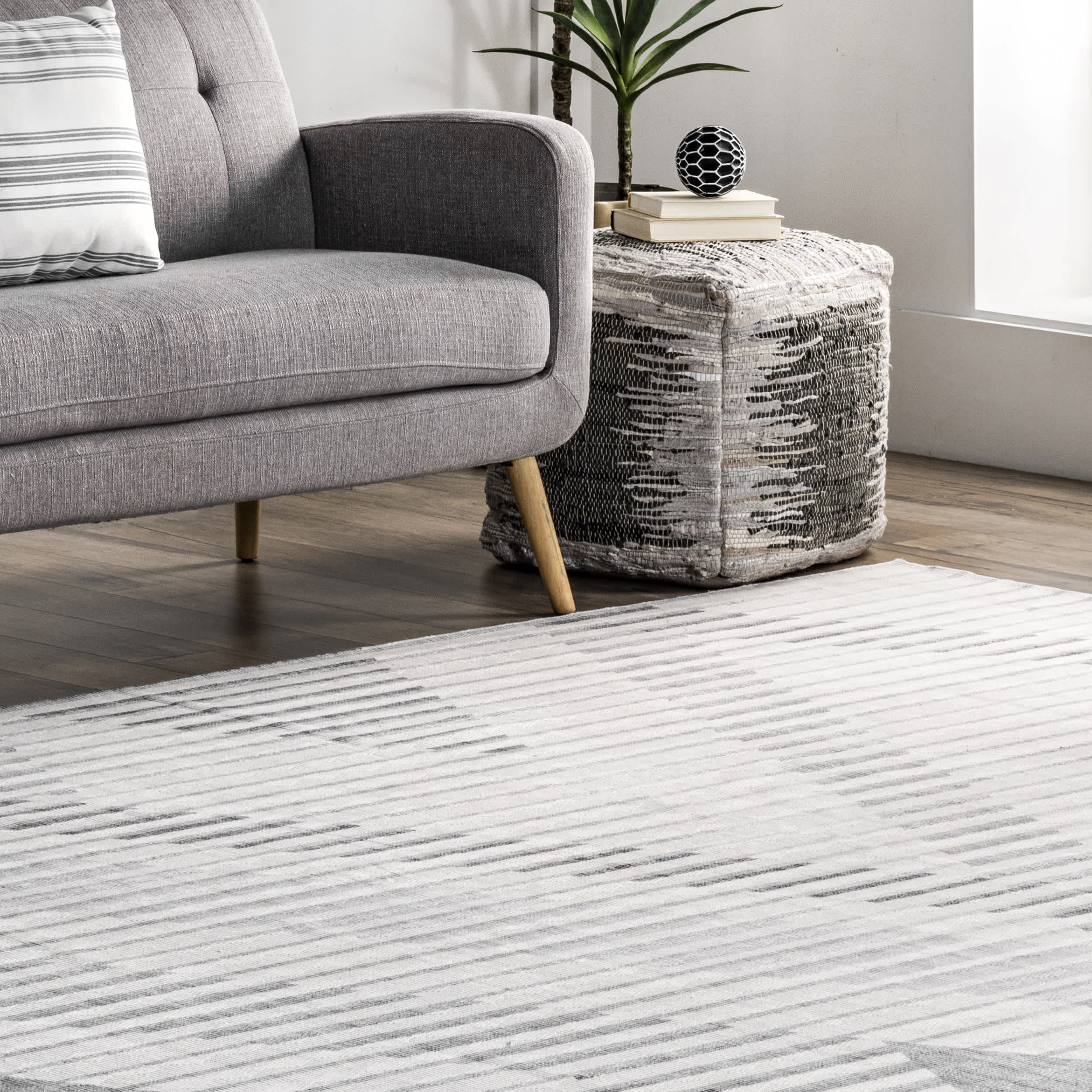 Modern Striped Washable Area Rug - Image 9