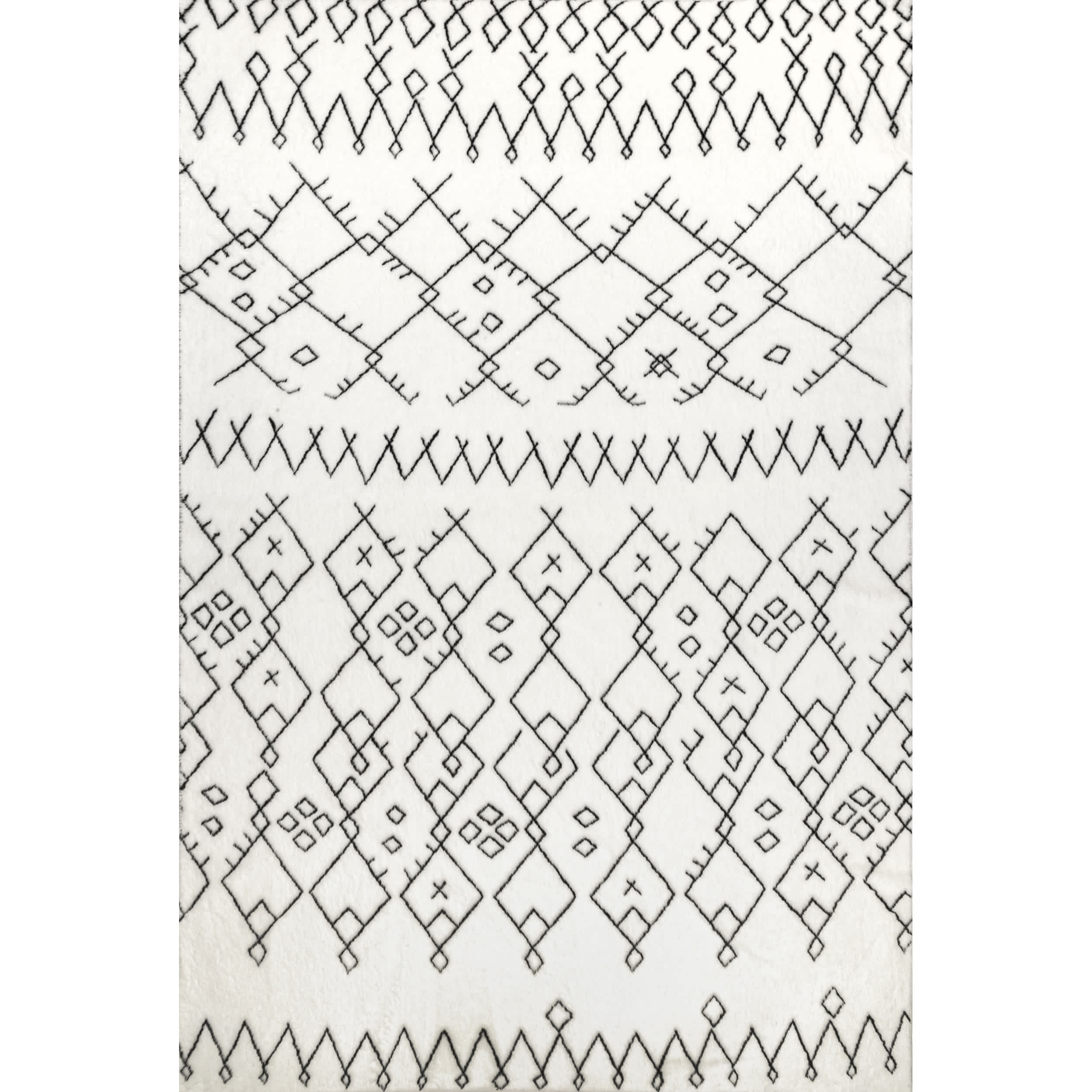 Tribal Striped Washable Shag Area Rug