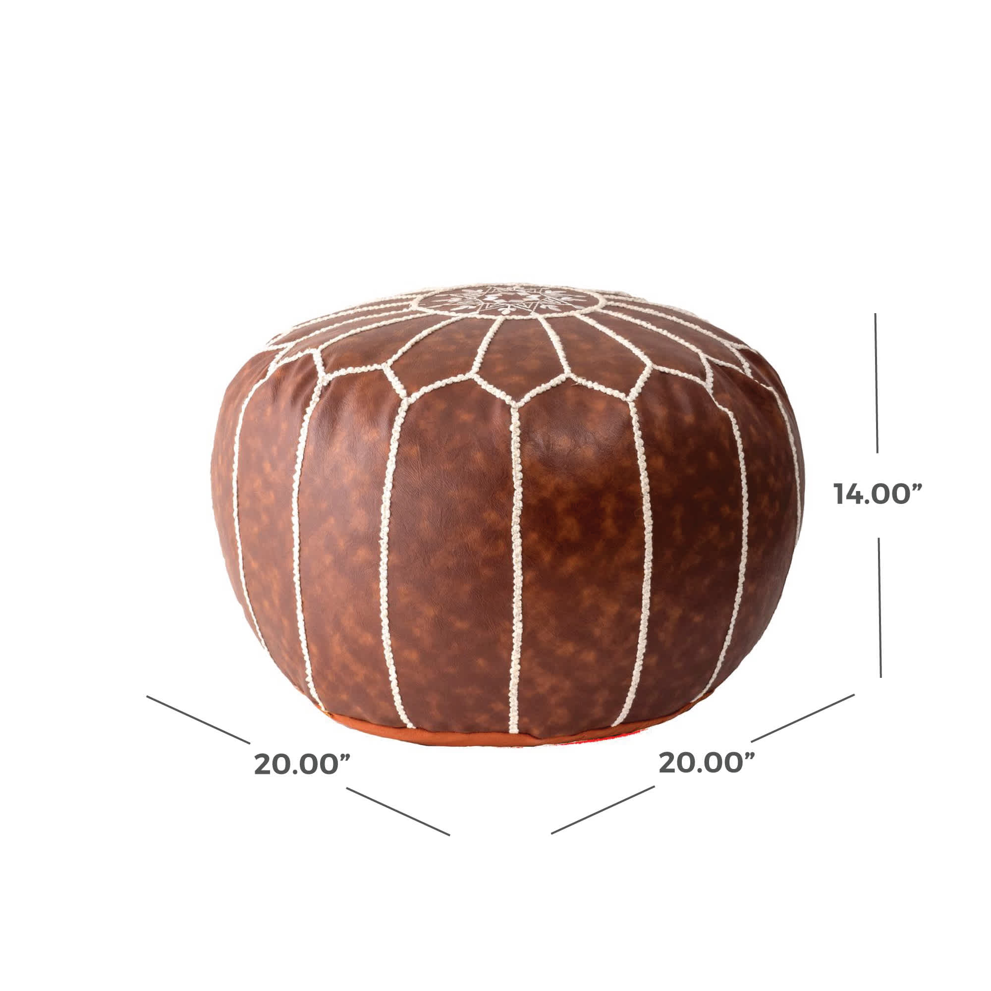 Classic Moroccan Faux Leather Filled Ottoman Pouf - Image 3