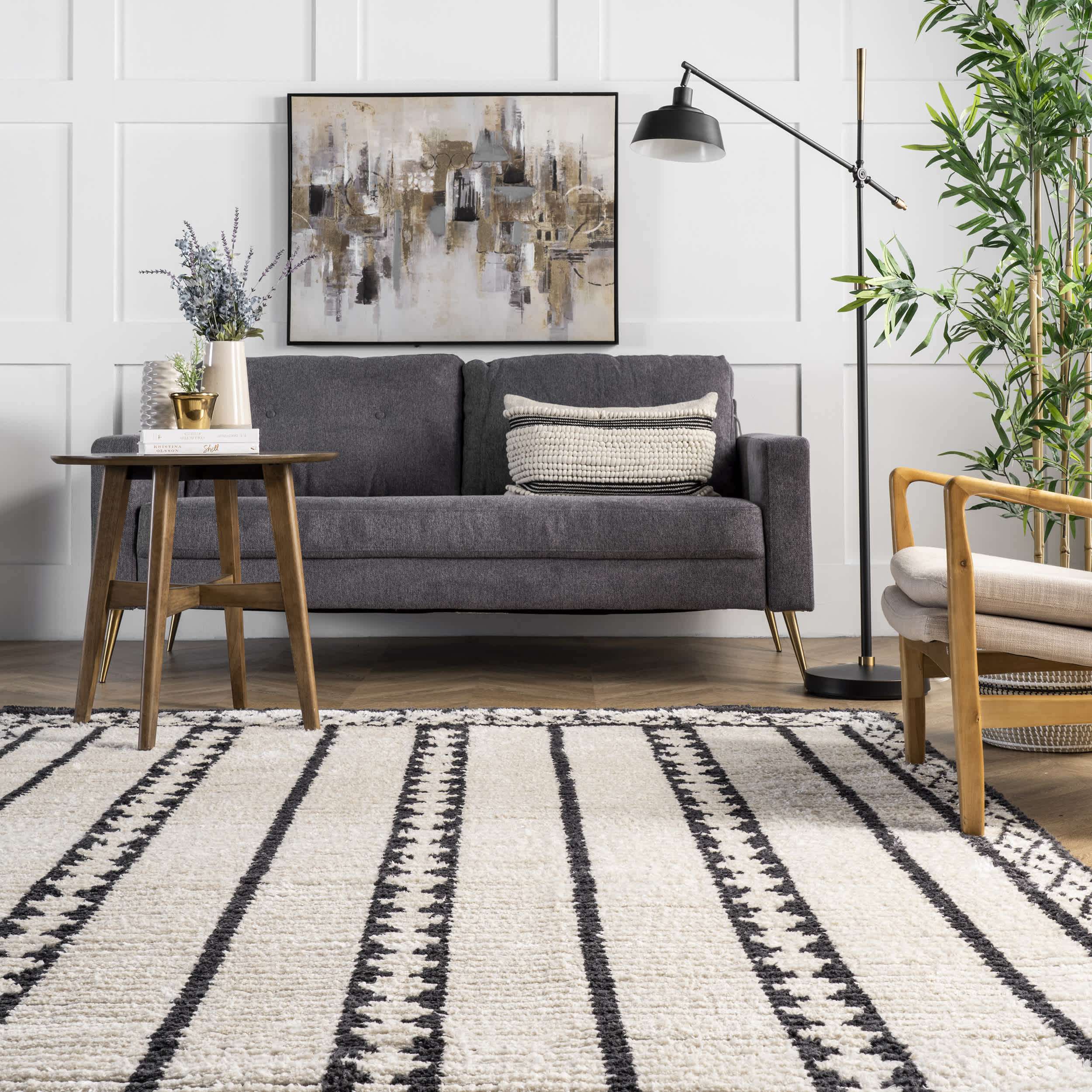 Caroline Tribal Stripe Soft Shag Fringe Area Rug - Image 8