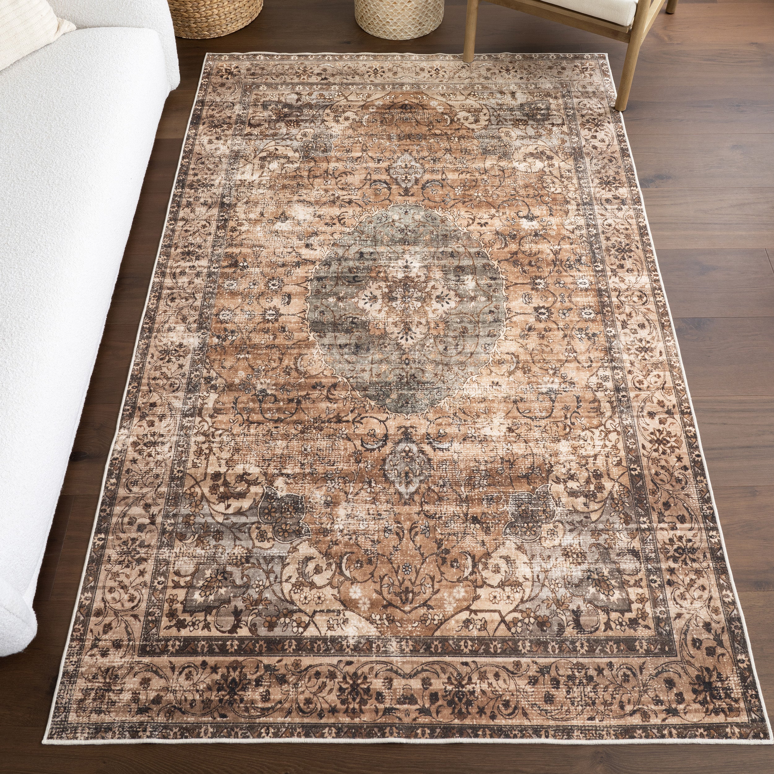 Karrigan Medallion Spill Proof Machine Washable Area Rug - Image 2
