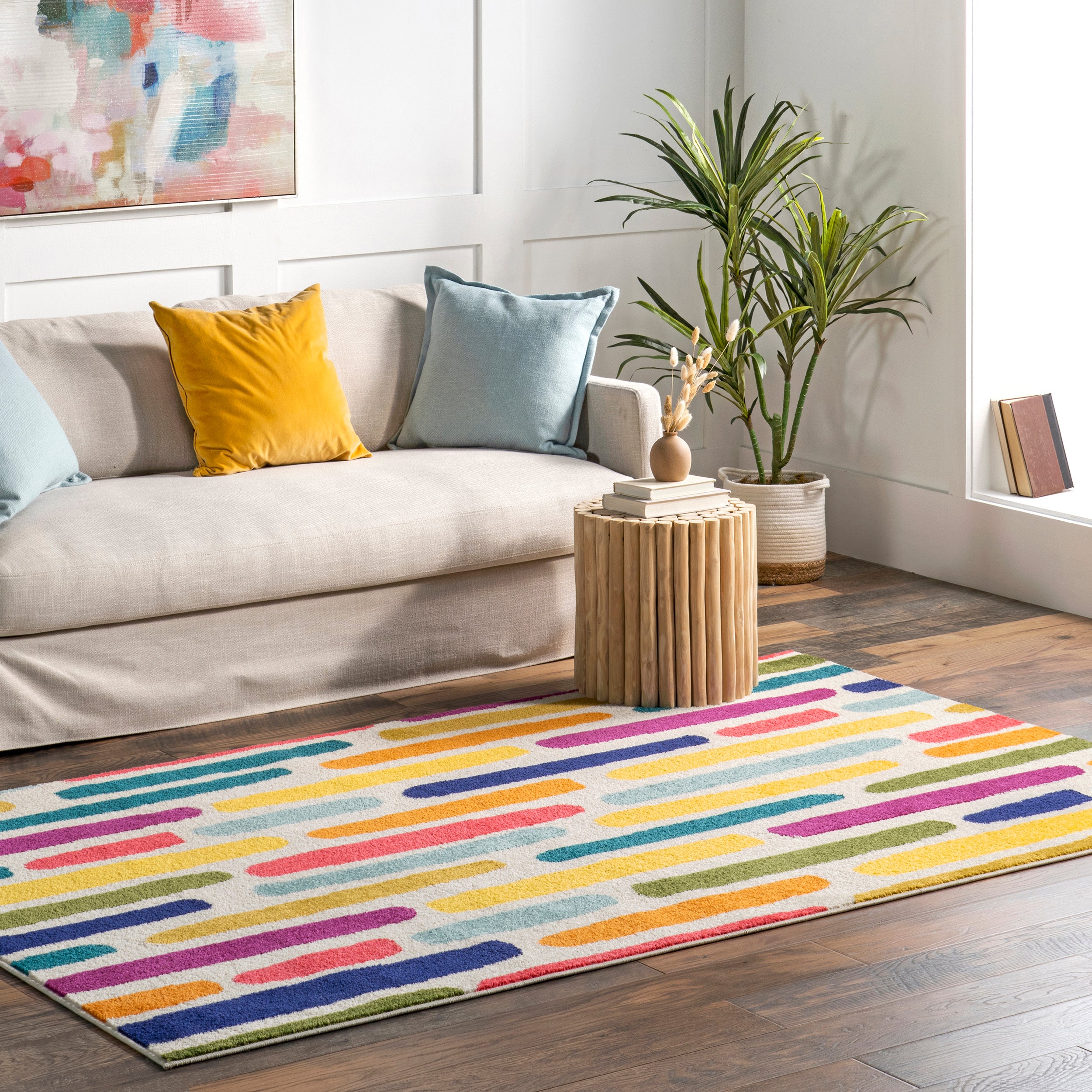 Thick Colorful Stripes Kids Area Rug - Image 2