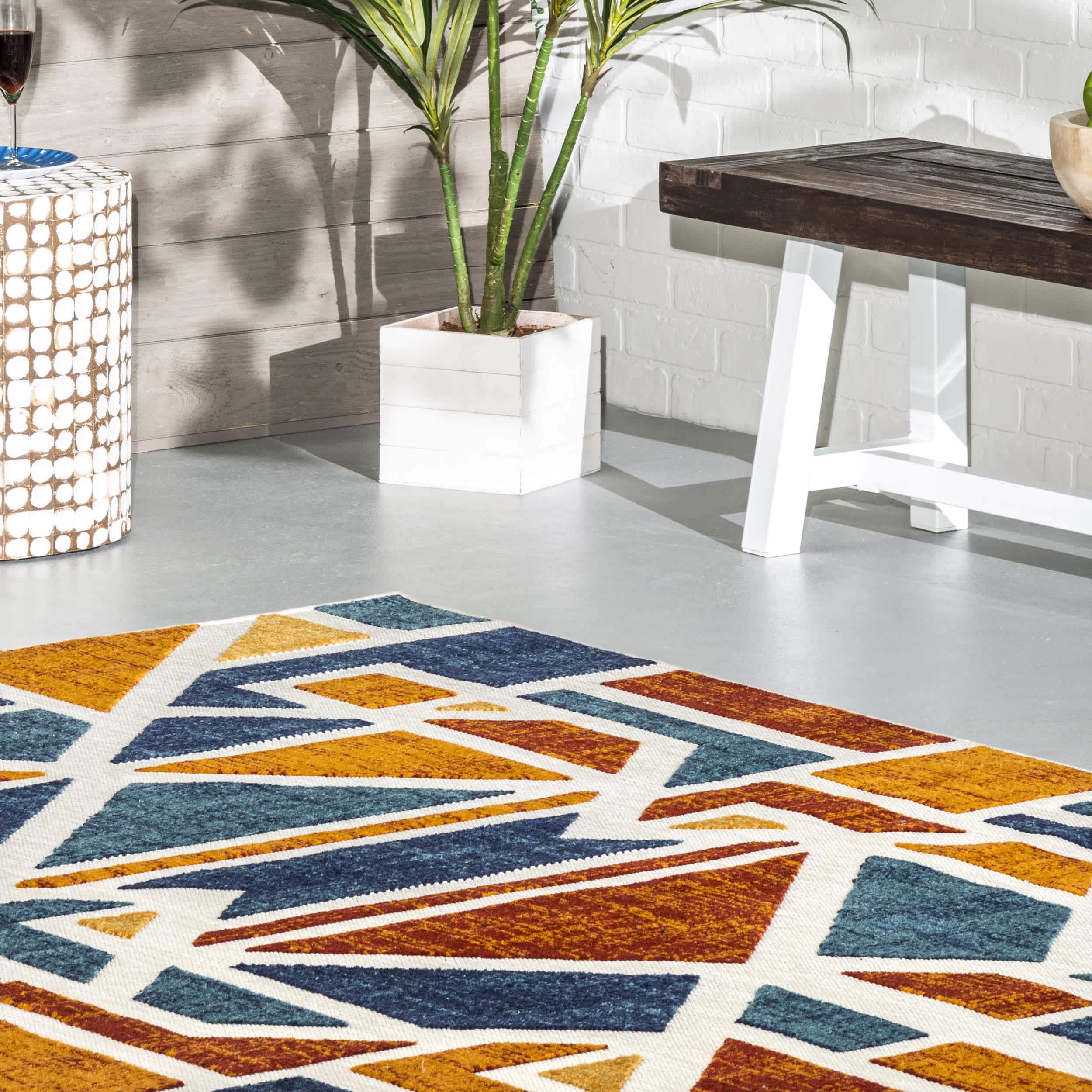 Alexia Contemporary Geometric Indoor/Outdoor Area Rug - Image 9