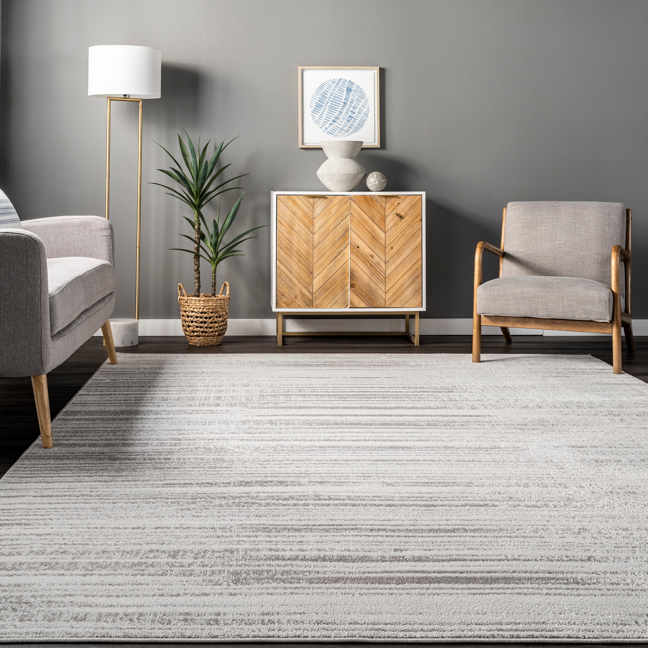 Kiley Faded Serene Stripes Area Rug - Image 8