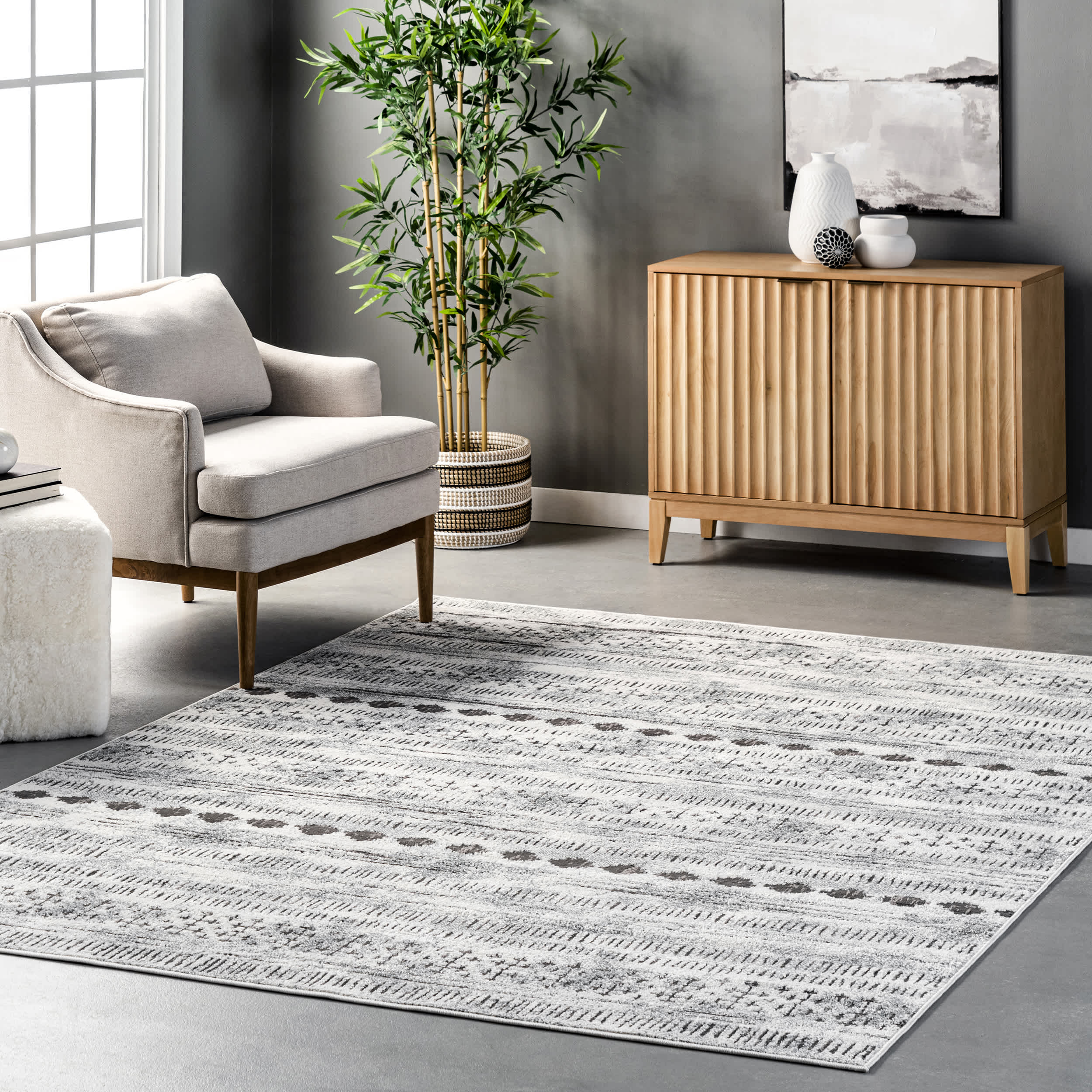 Aida Tribal Banded Bohemian Area Rug - Image 2