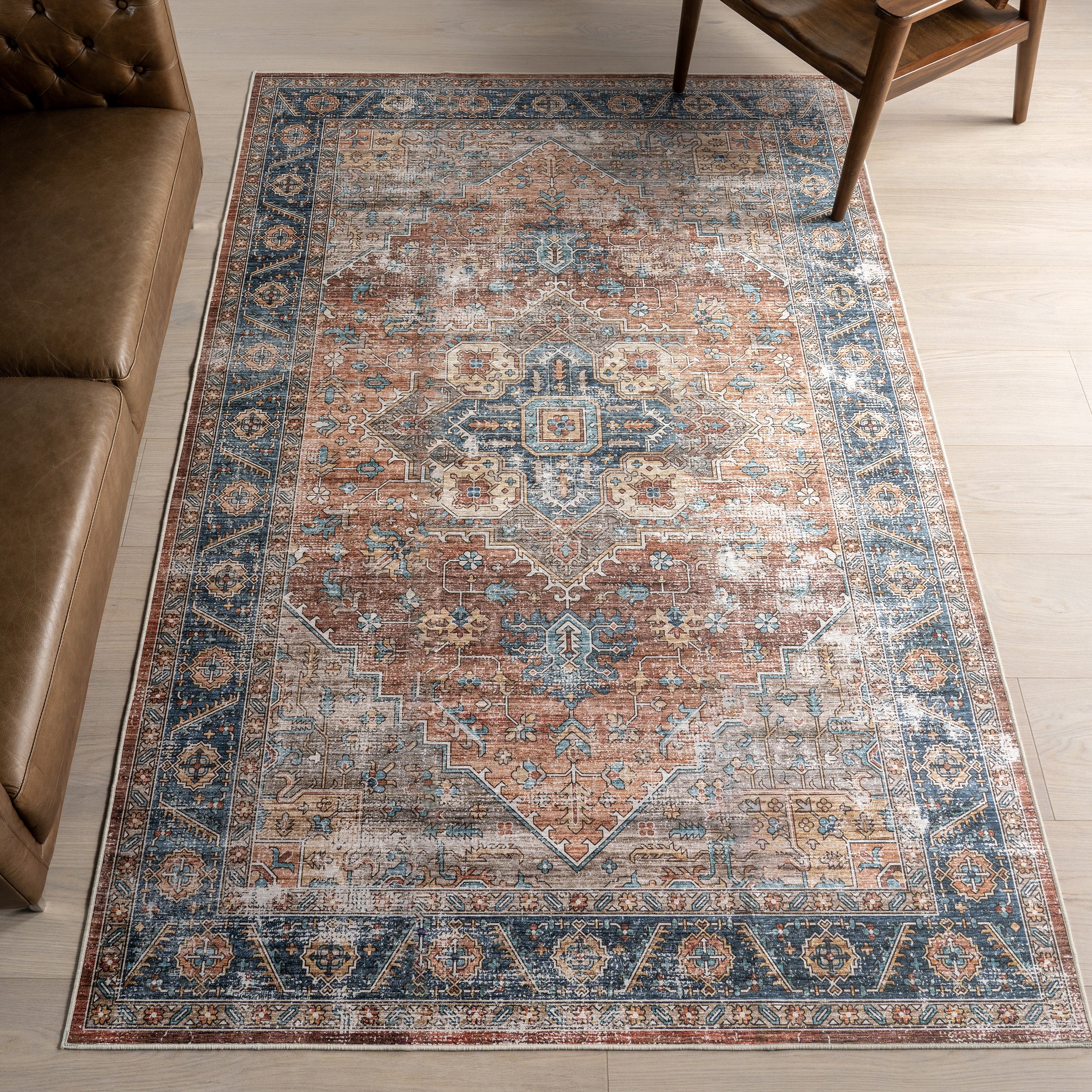 Purnima Medallion Spill Proof Machine Washable Area Rug - Image 11