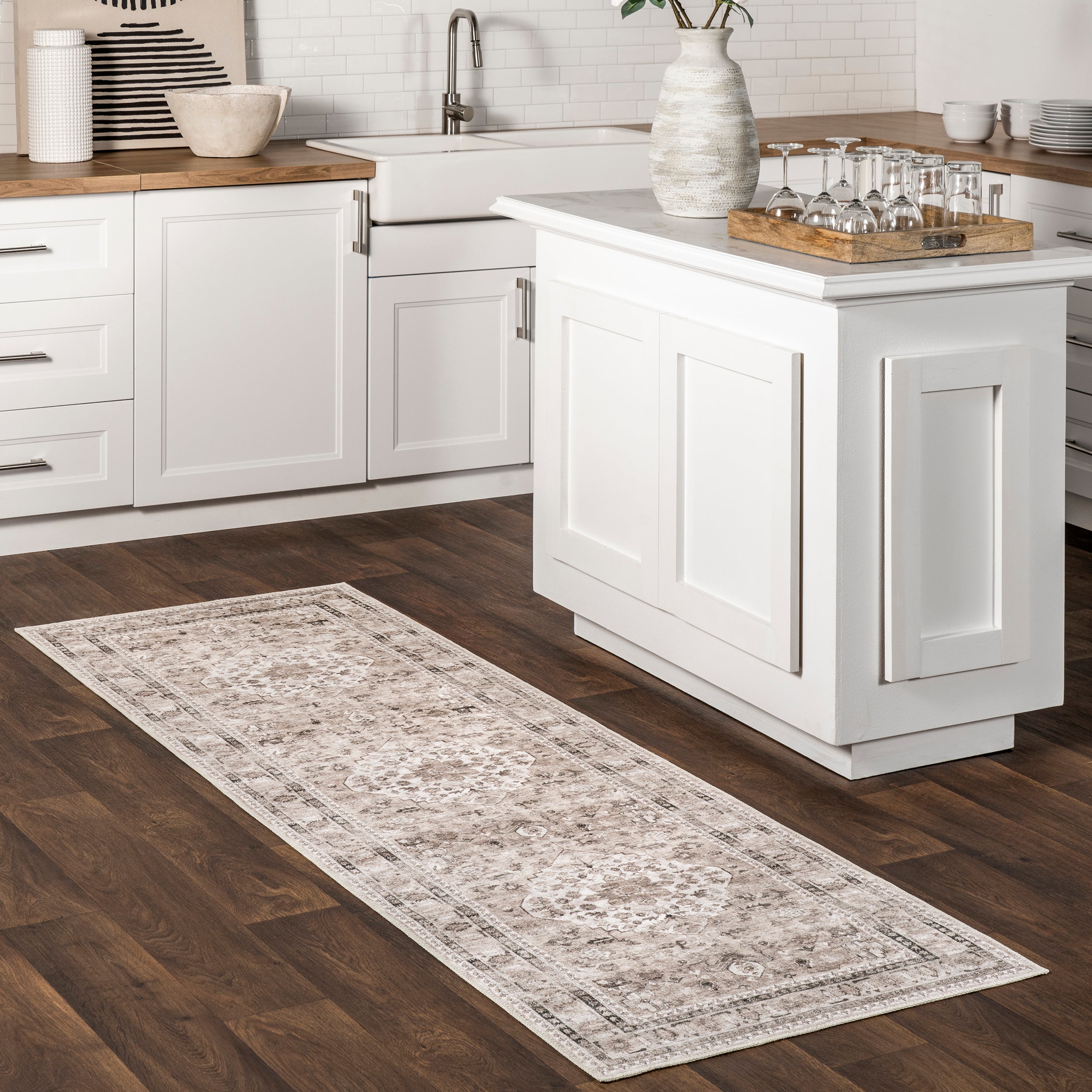 Davi Faded Stain-Resistant Machine Washable Area Rug - Image 11