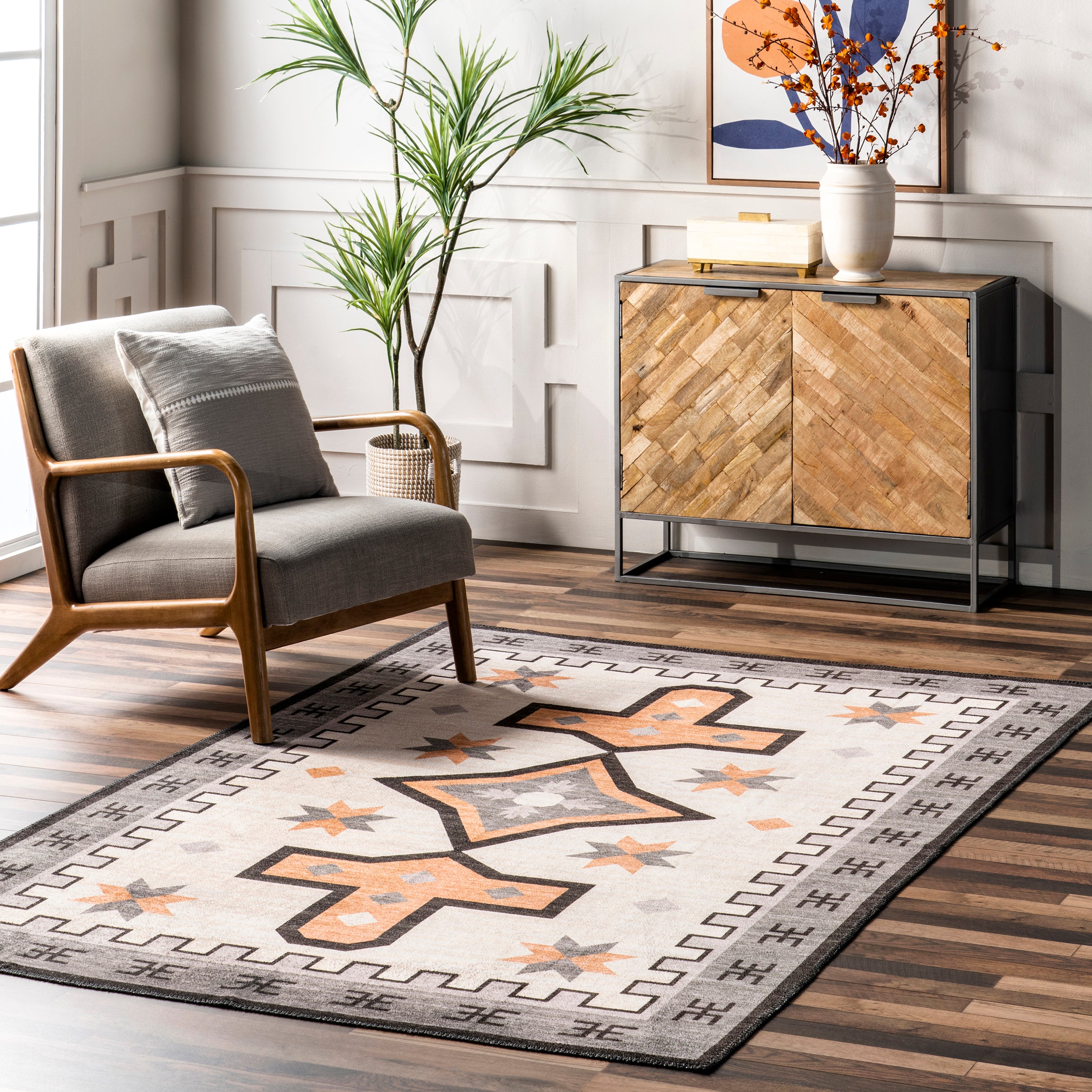 Remy Bold Geometric Machine Washable Area Rug - Image 11