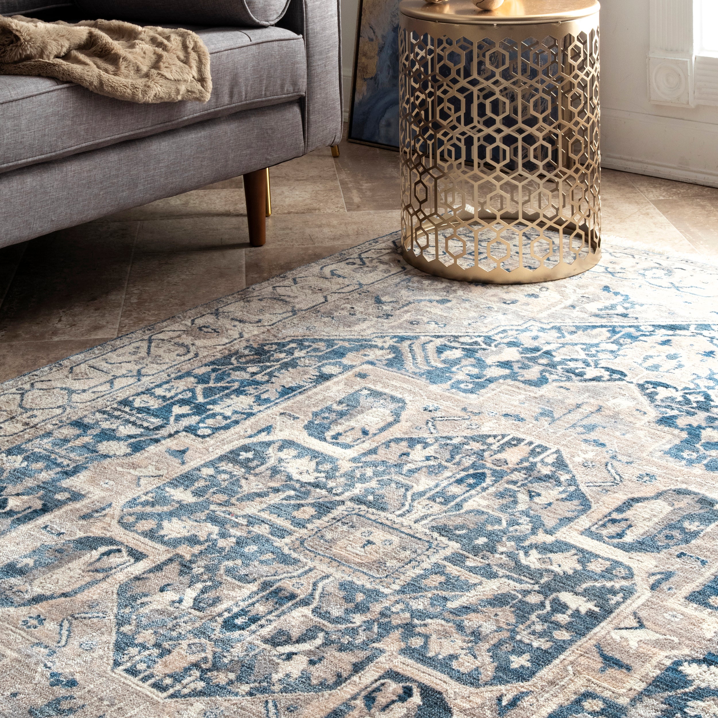 Harriet Vintage Medallion Fringe Area Rug - Image 8