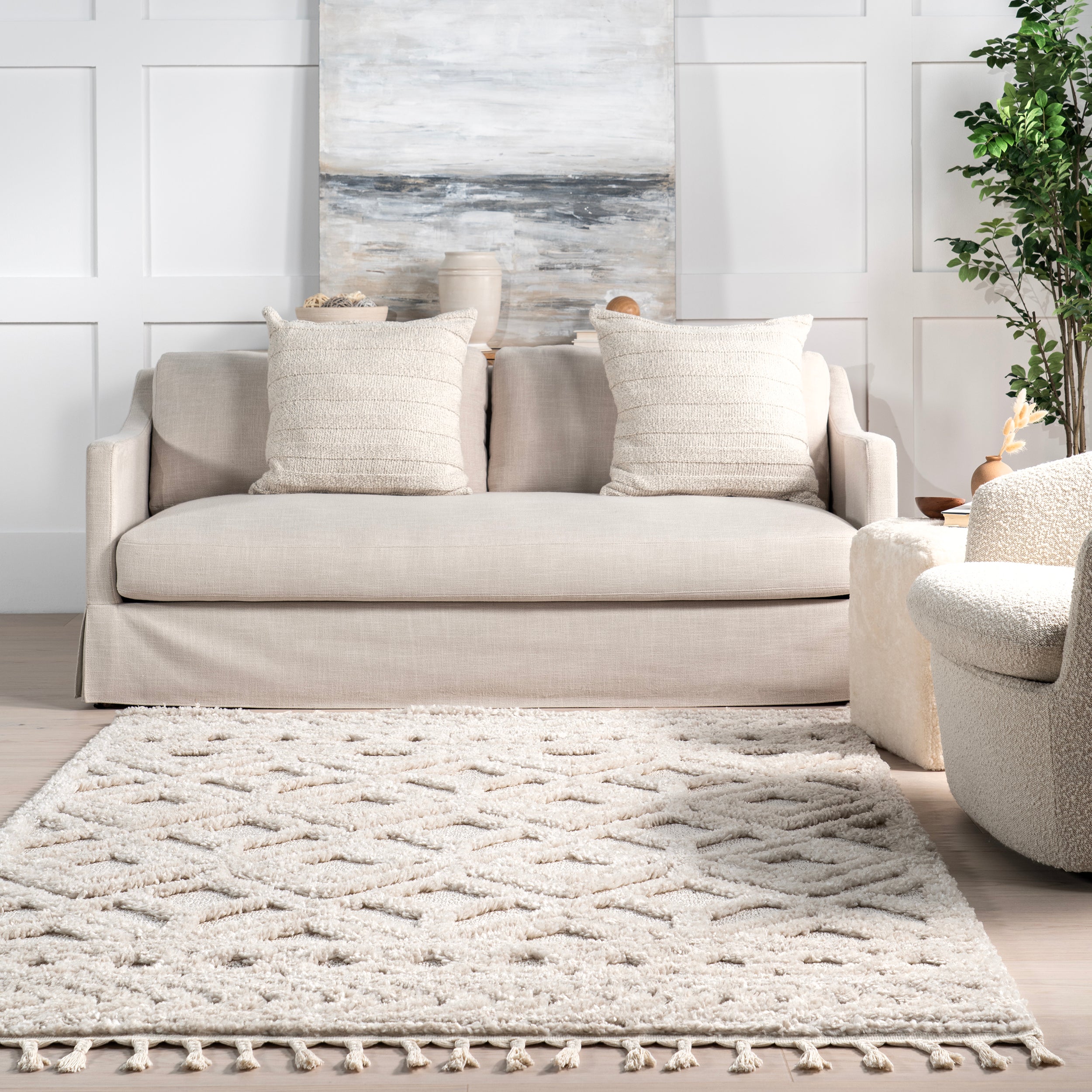 Akia Lattice High/Low Tassel Area Rug - Image 27
