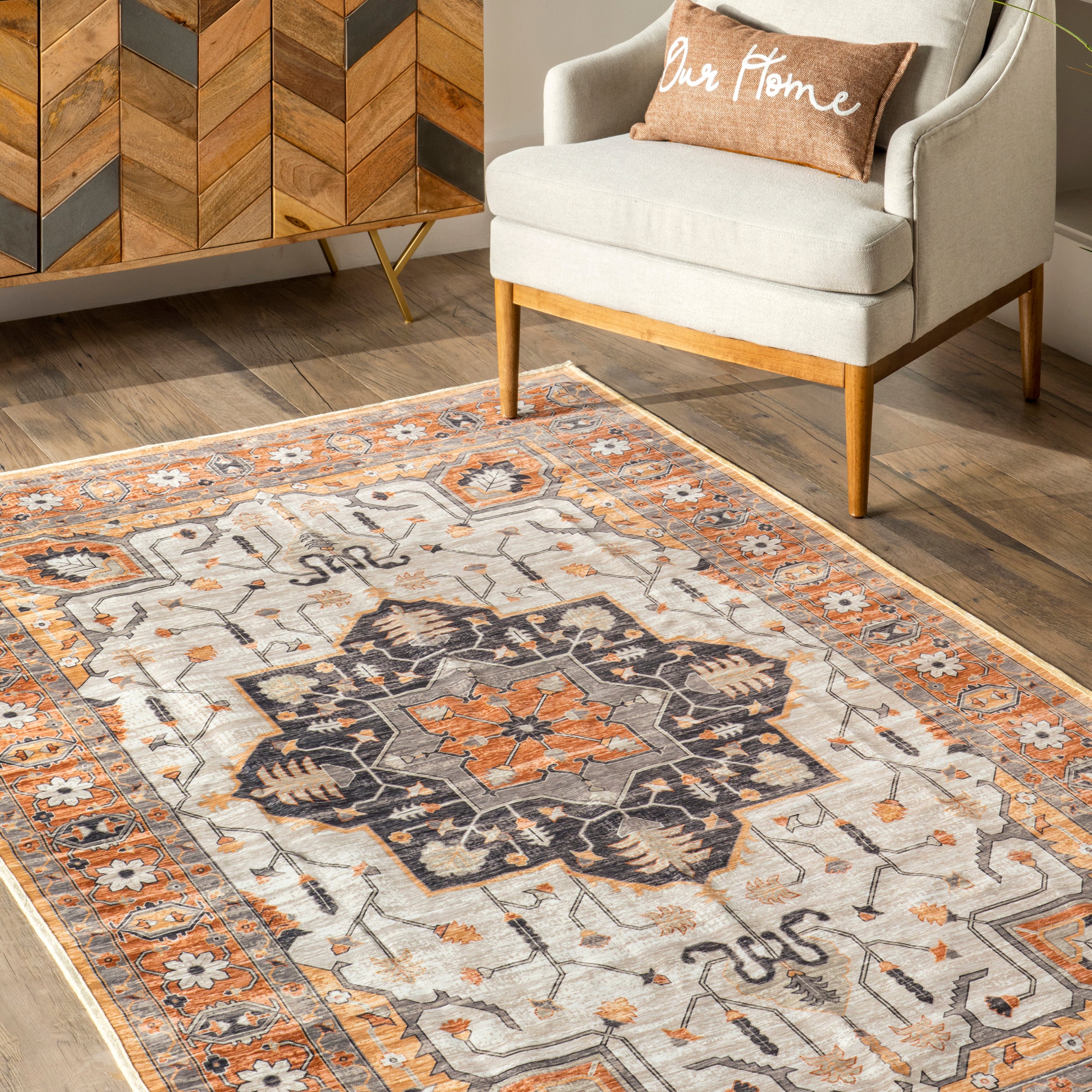 Cira Traditional Vintage Machine Washable Area Rug - Image 9