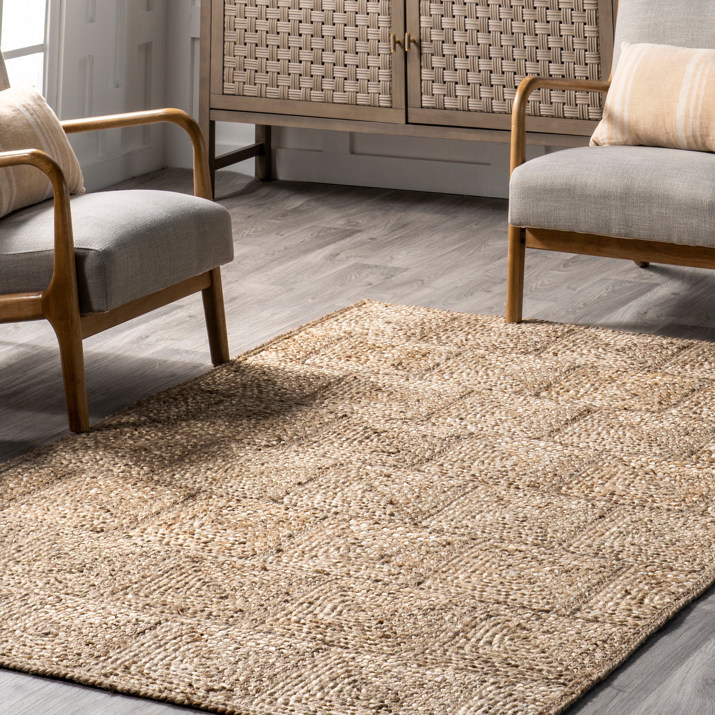 Leva Square Tiled Jute Area Rug - Image 9