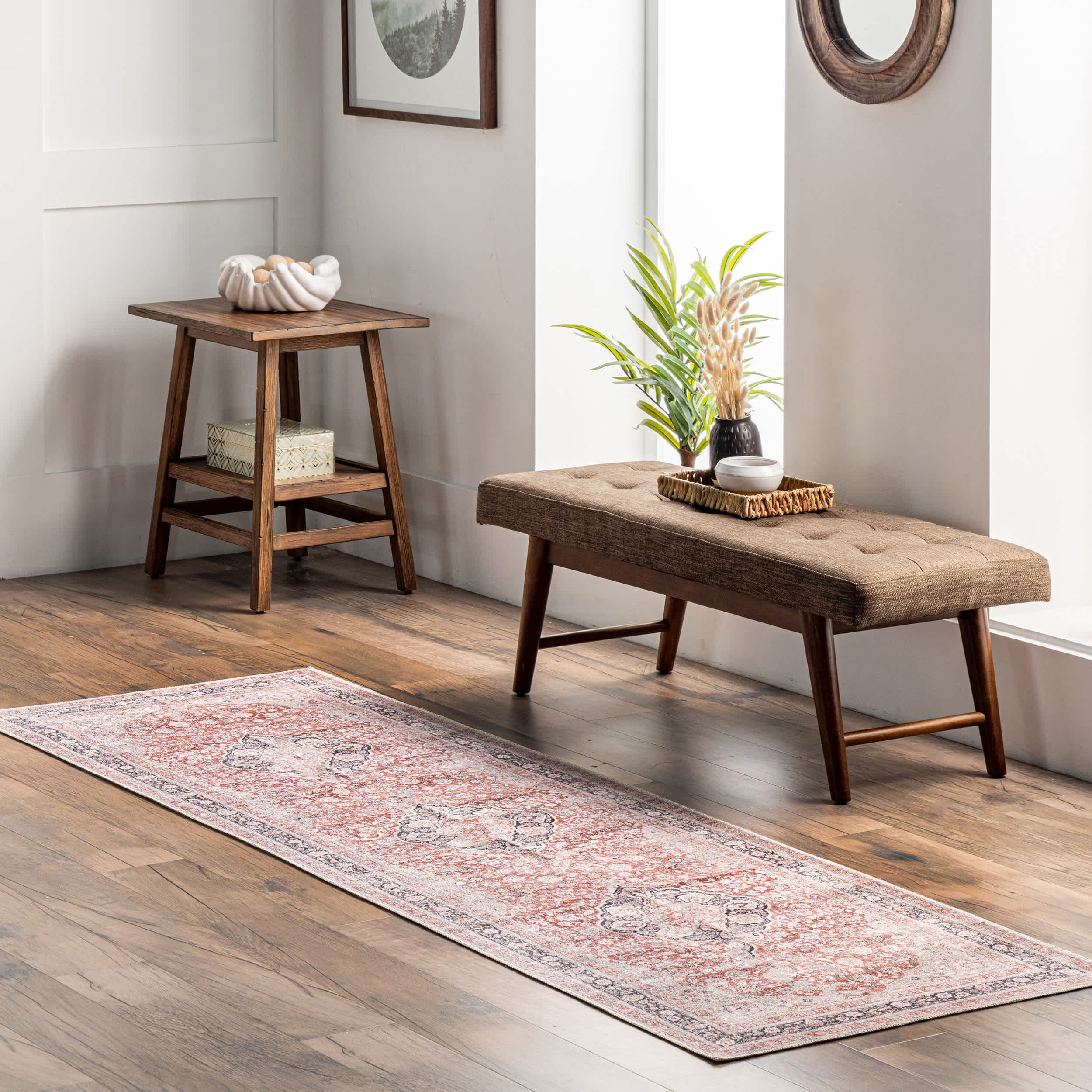 Paulina Machine Washable Traditional Floral Medallion Area Rug - Image 10
