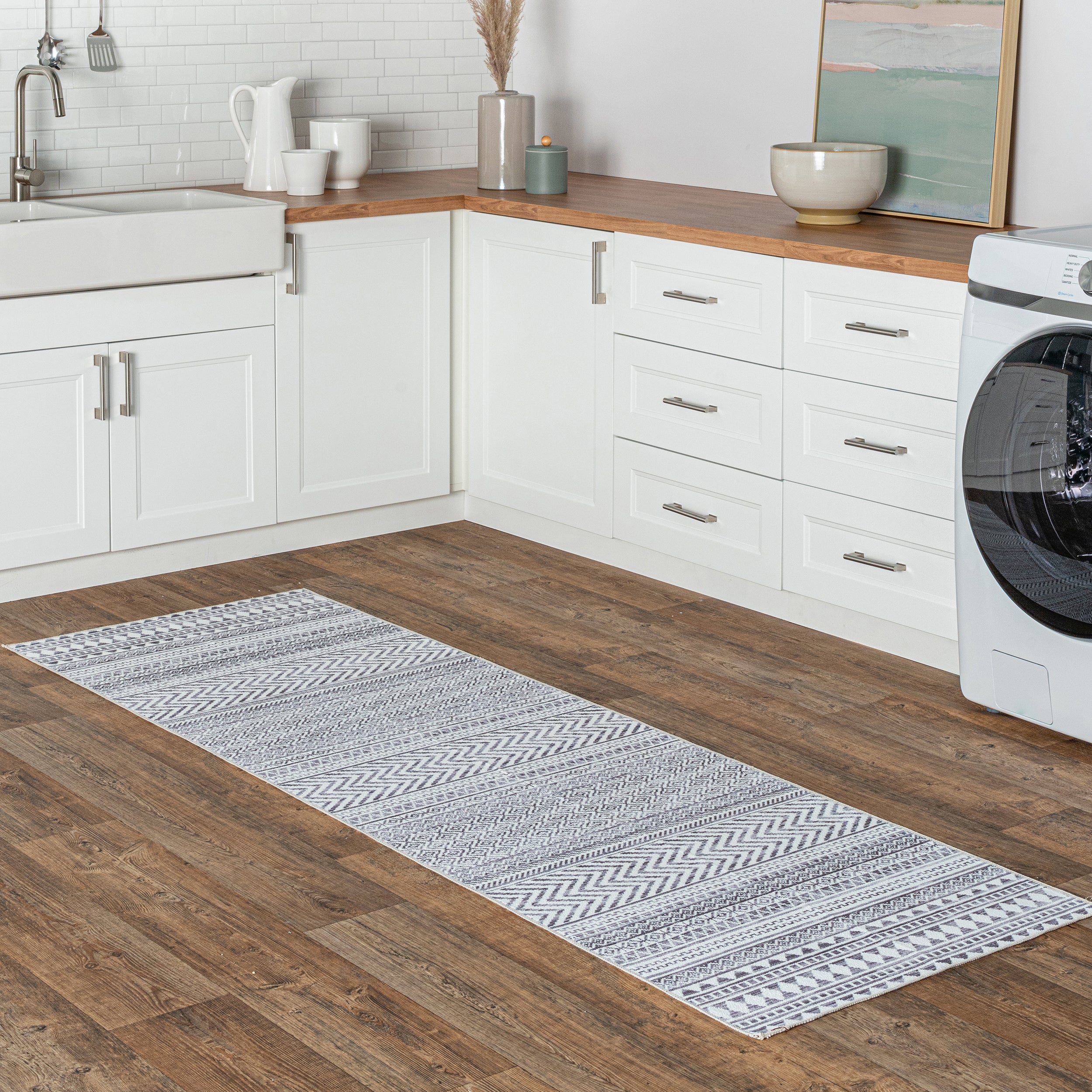 Kira Machine Washable Tribal Geometric Area Rug - Image 11