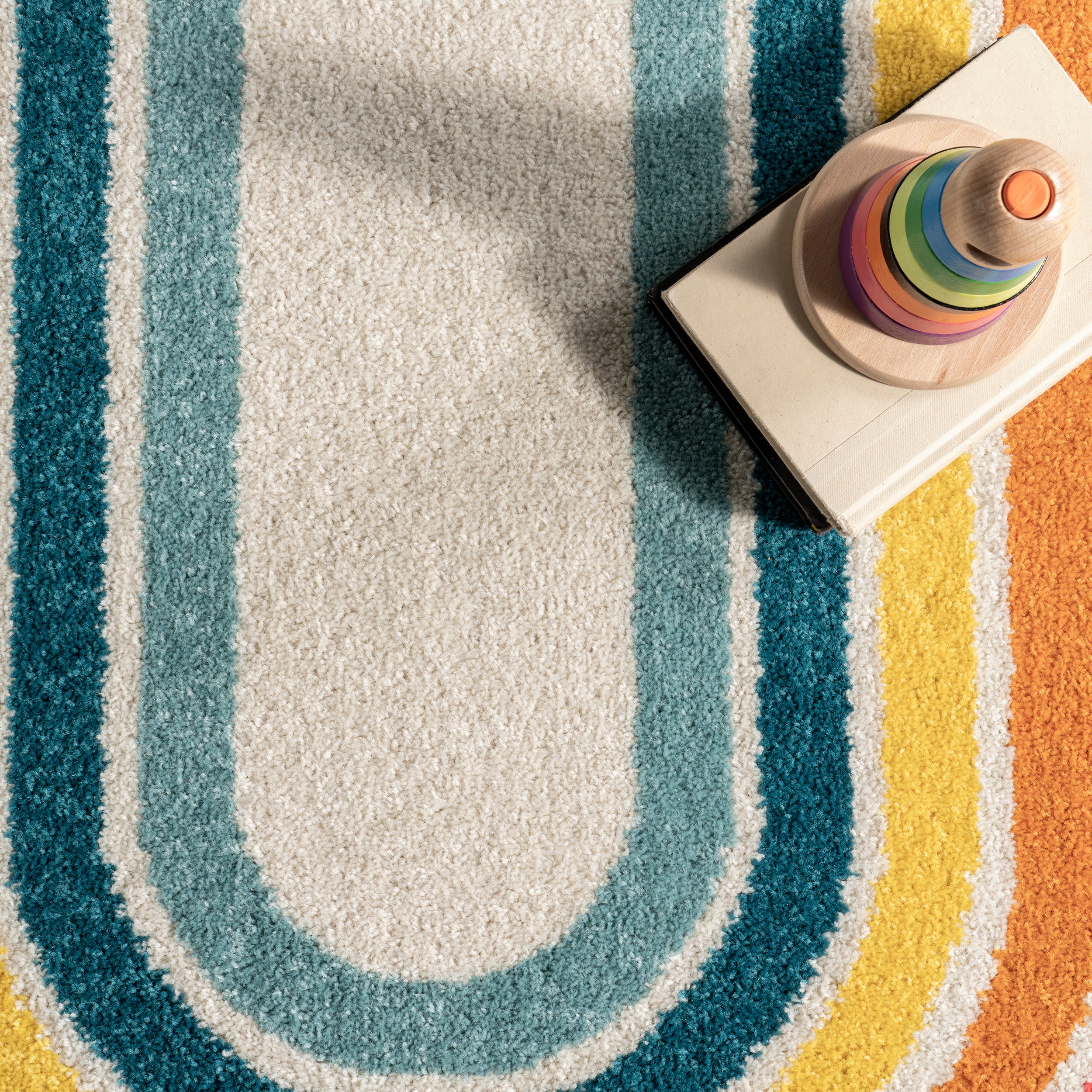 Rainbow Swirl Kids Area Rug - Image 6