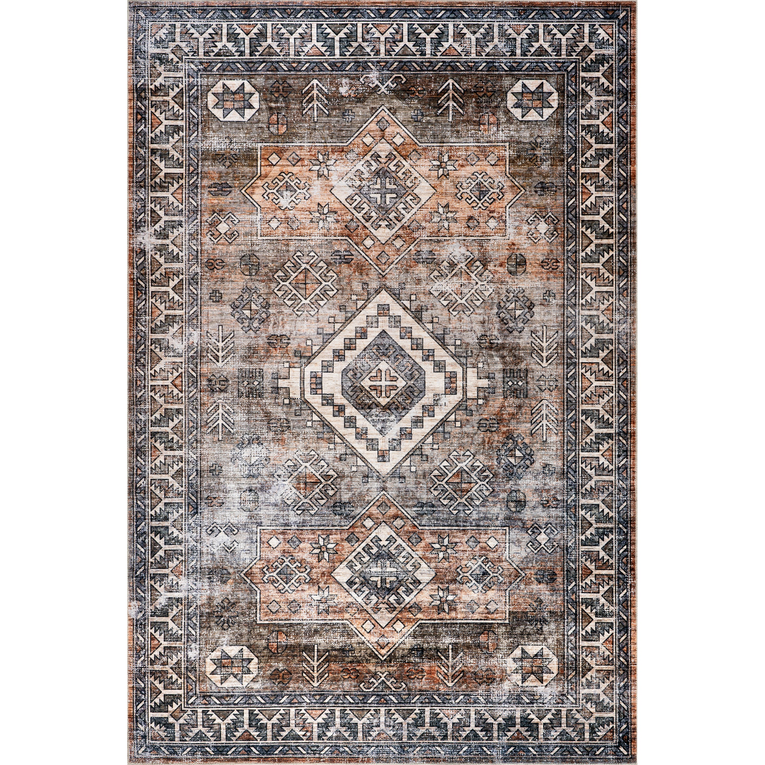 Layana SplashGuard Geometric Machine Washable Area Rug