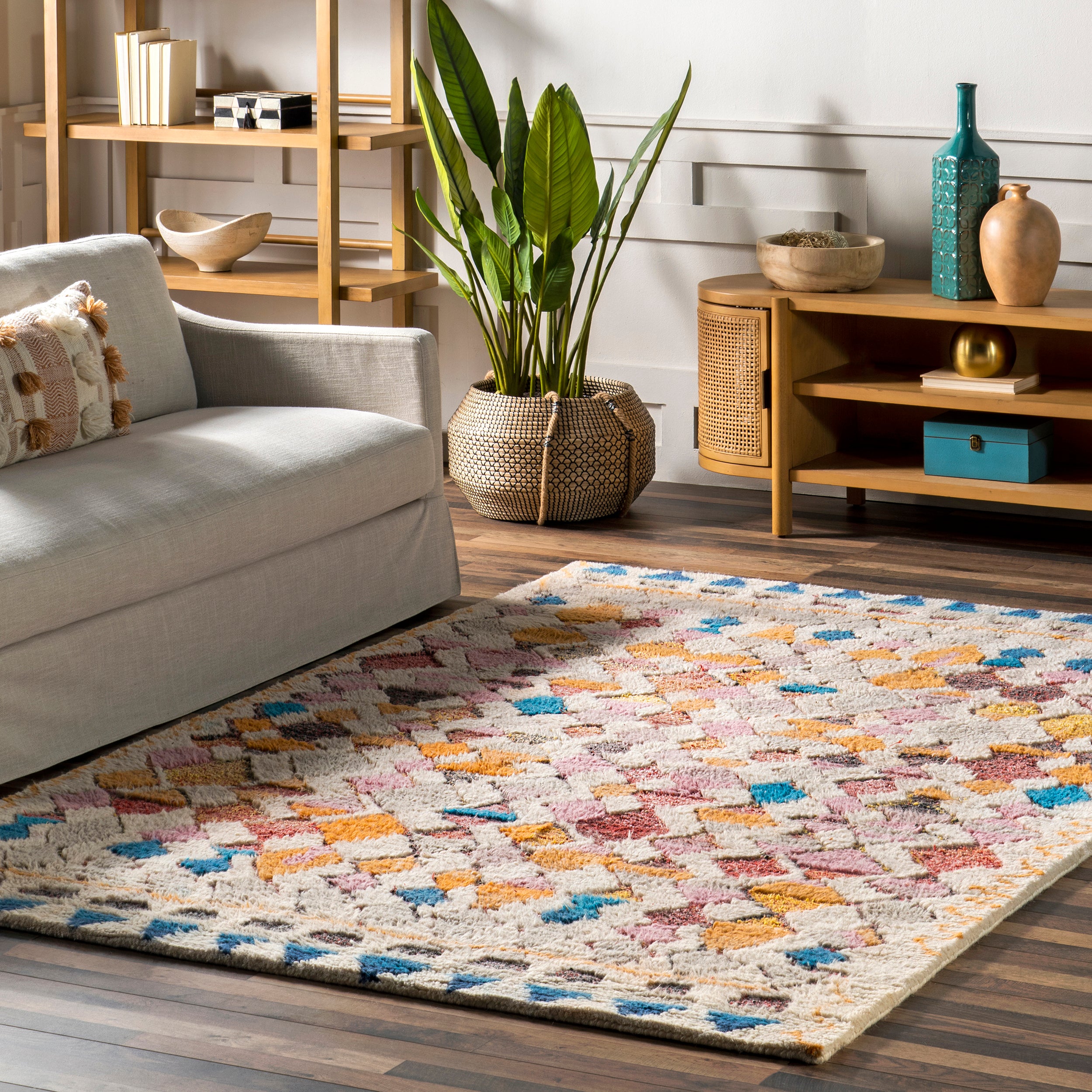 Hand Tufted Moroccan Helaine Shaggy Area Rug - Image 2