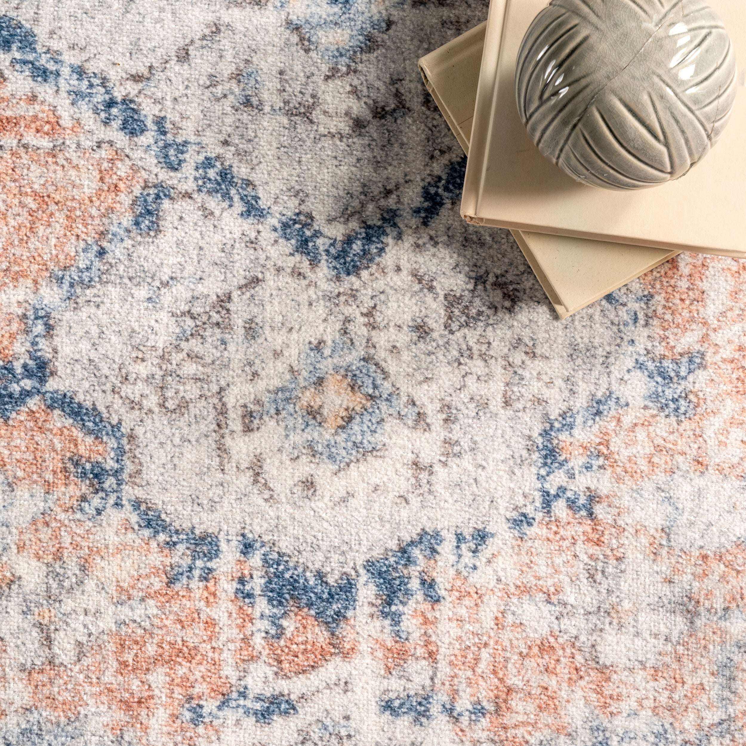 Jacquie Machine Washable Vintage Floral Area Rug - Image 6