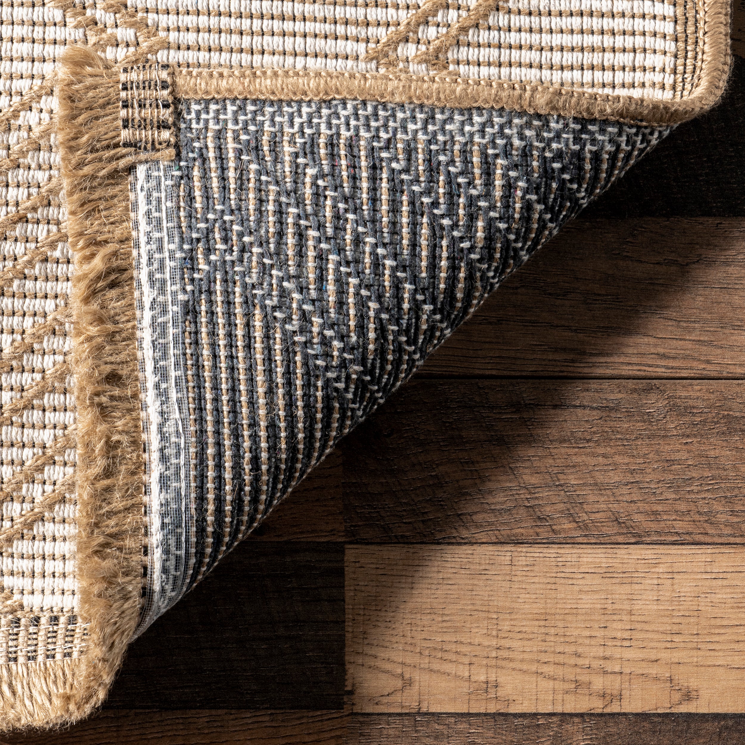 Geometric Trellis Jute Fringe Area Rug - Image 7