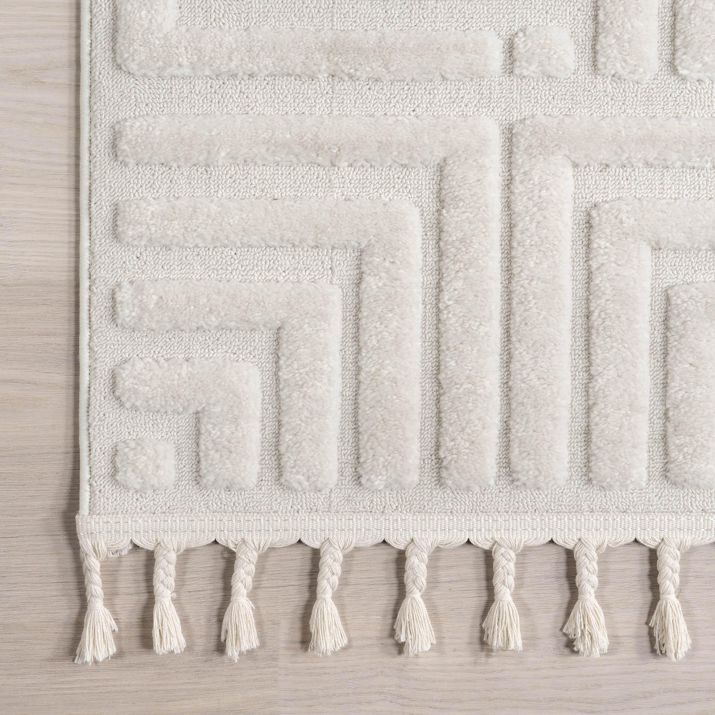Kerensa Geometric Maze Tasseled Area Rug - Image 5