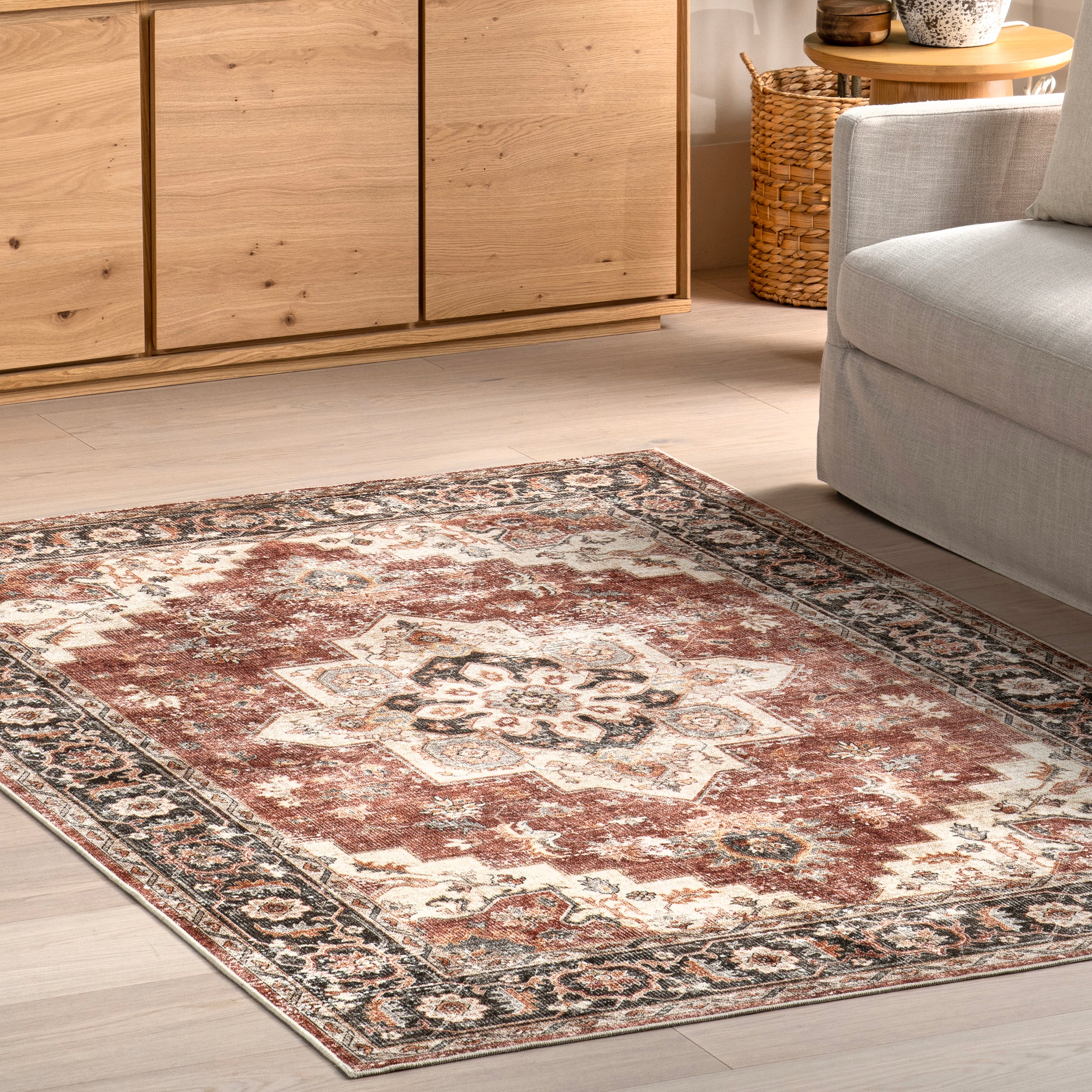 Arbor Traditional Vintage Machine Washable Area Rug - Image 9