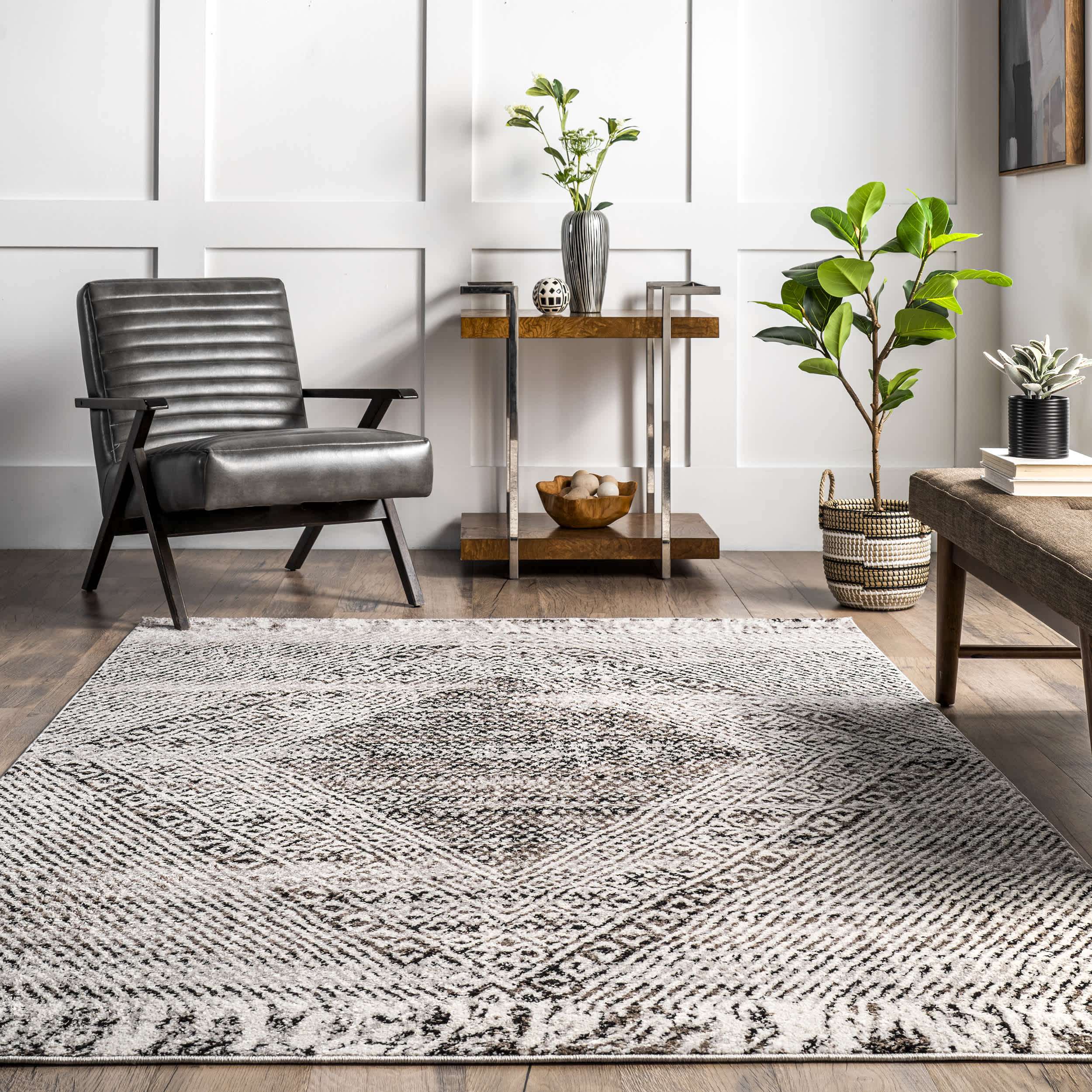 Kenia Distressed Diamond Cotton Blend Area Rug - Image 8