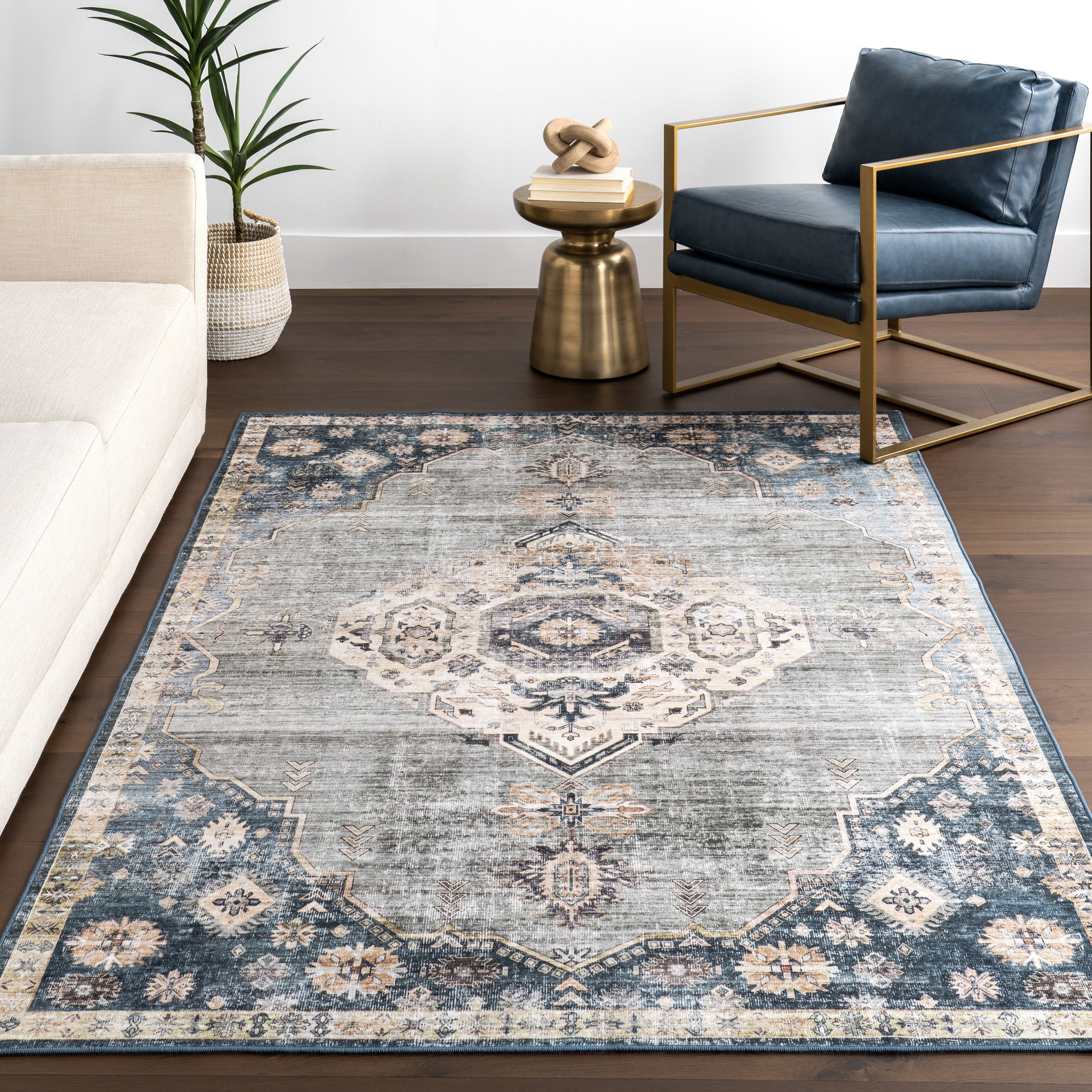 Kallipoe Medallion Spill Proof Machine Washable Area Rug - Image 9
