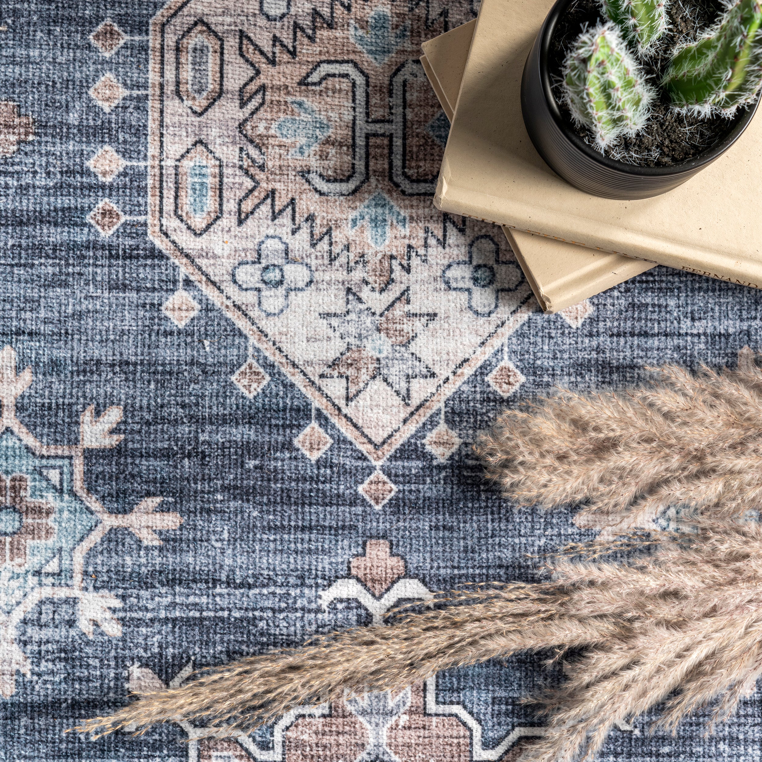 Finley Machine Washable Vintage Distressed Area Rug - Image 6