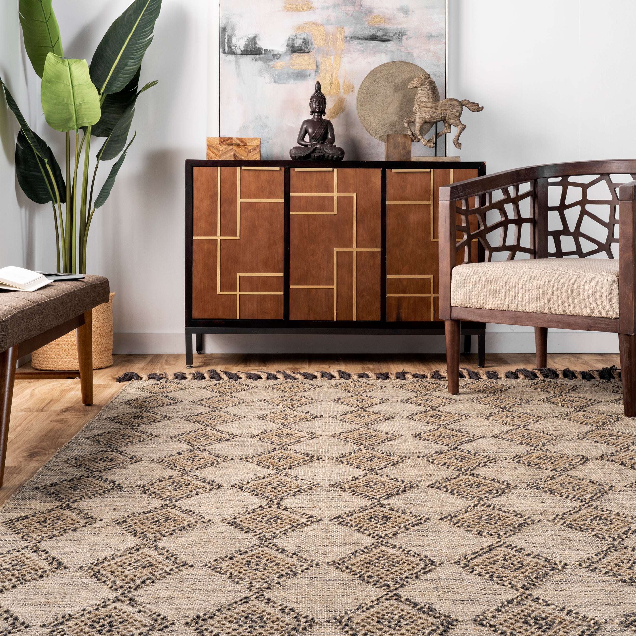 Britta Textured Diamond Tassel Area Rug - Image 8