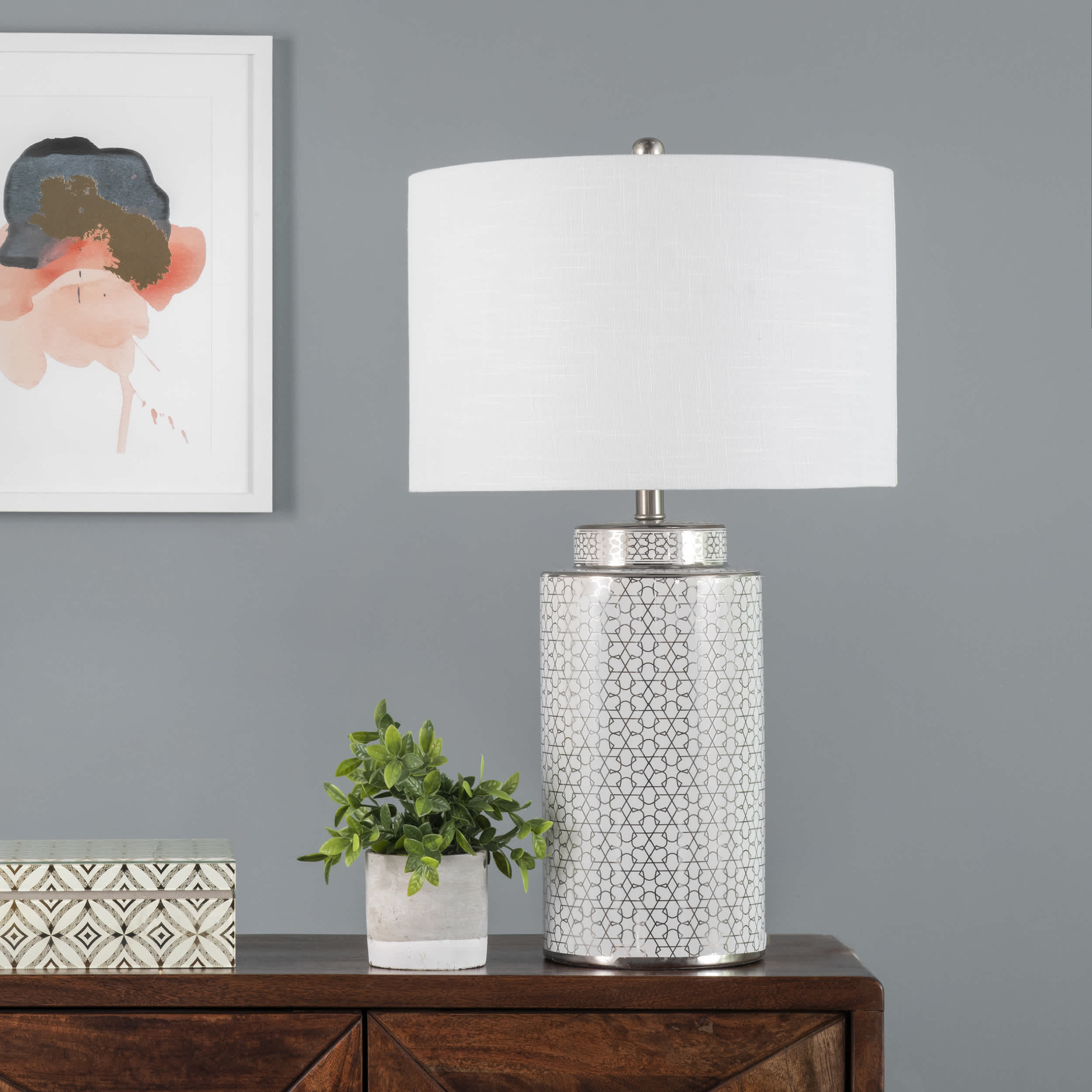 Austin 29 Ceramic Floral Trellis Table Lamp - Image 5