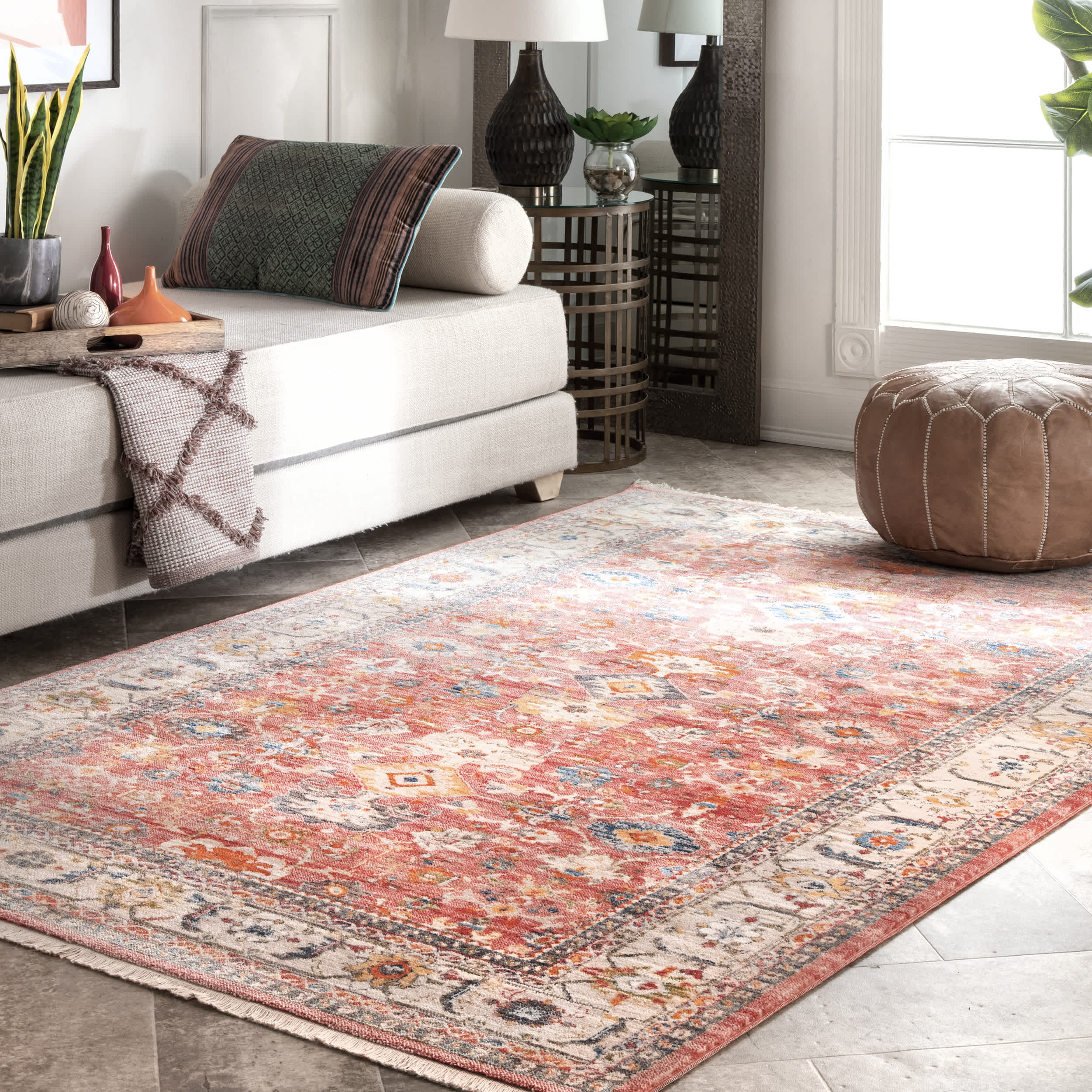 Vintage Floral Audria Fringe Kilim Area Rug - Image 2