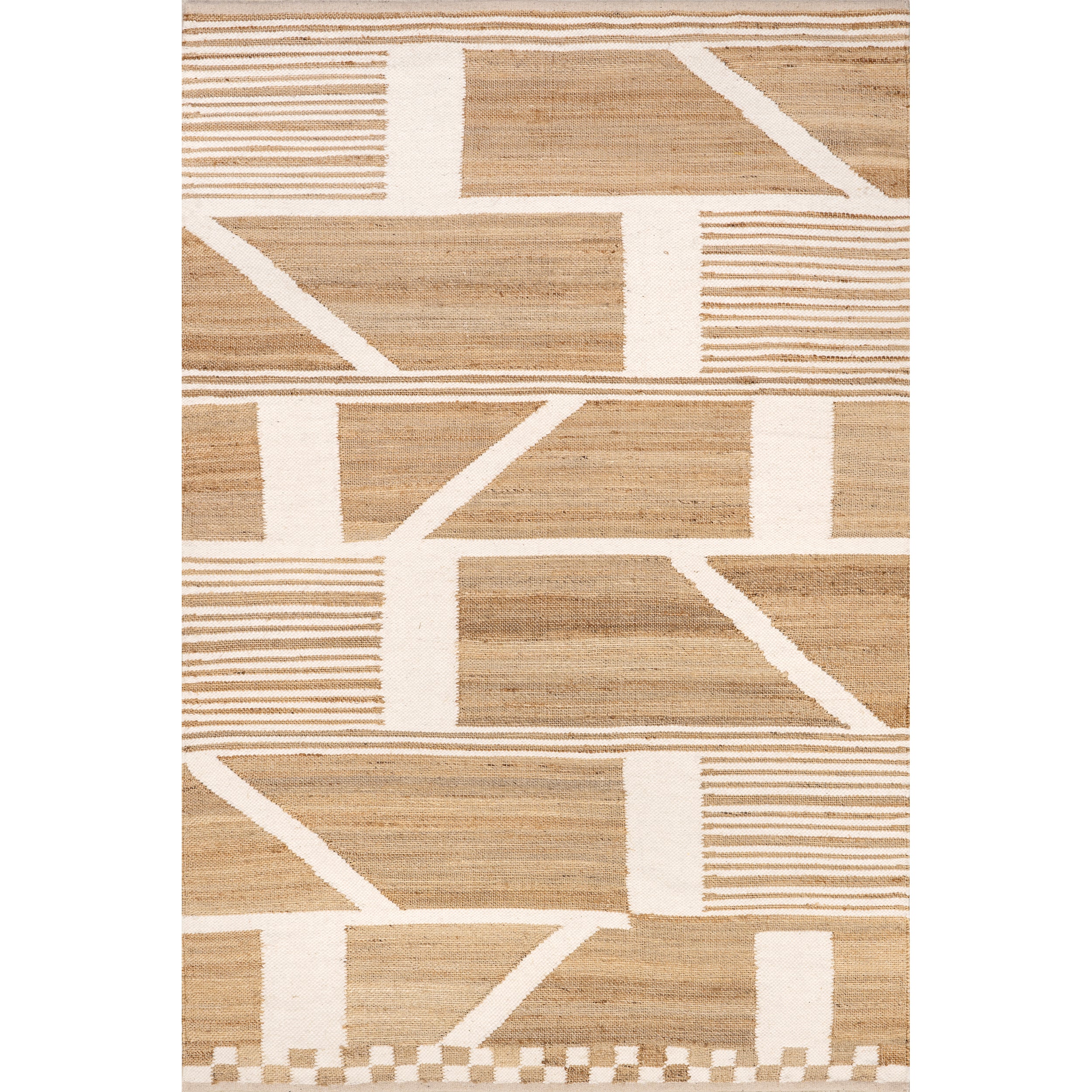 Ambrosia Geometric Tiled Jute Blend Area Rug
